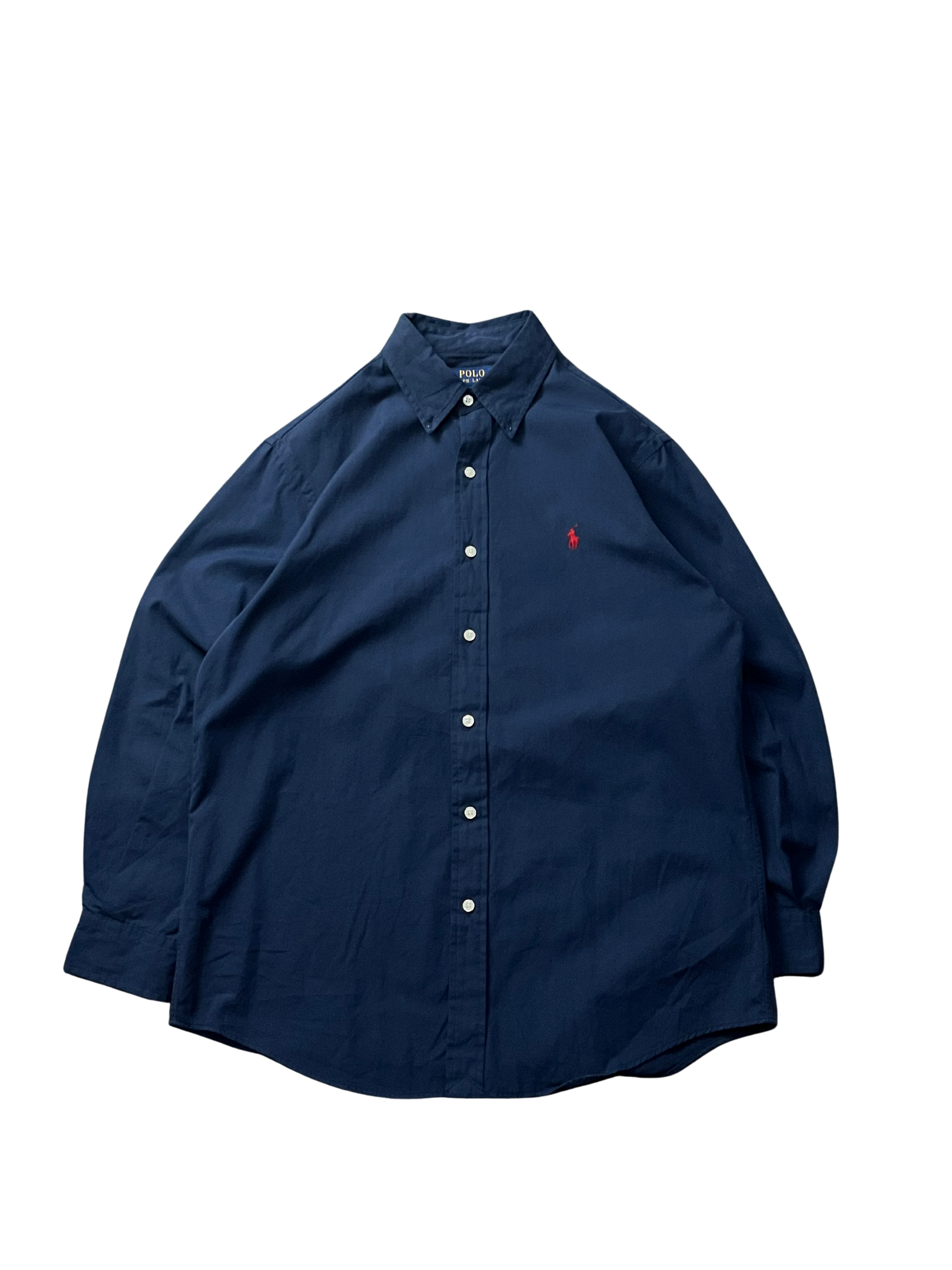 Ralph Lauren "Blake" long-sleeve cotton button-down shirt in navy blue
