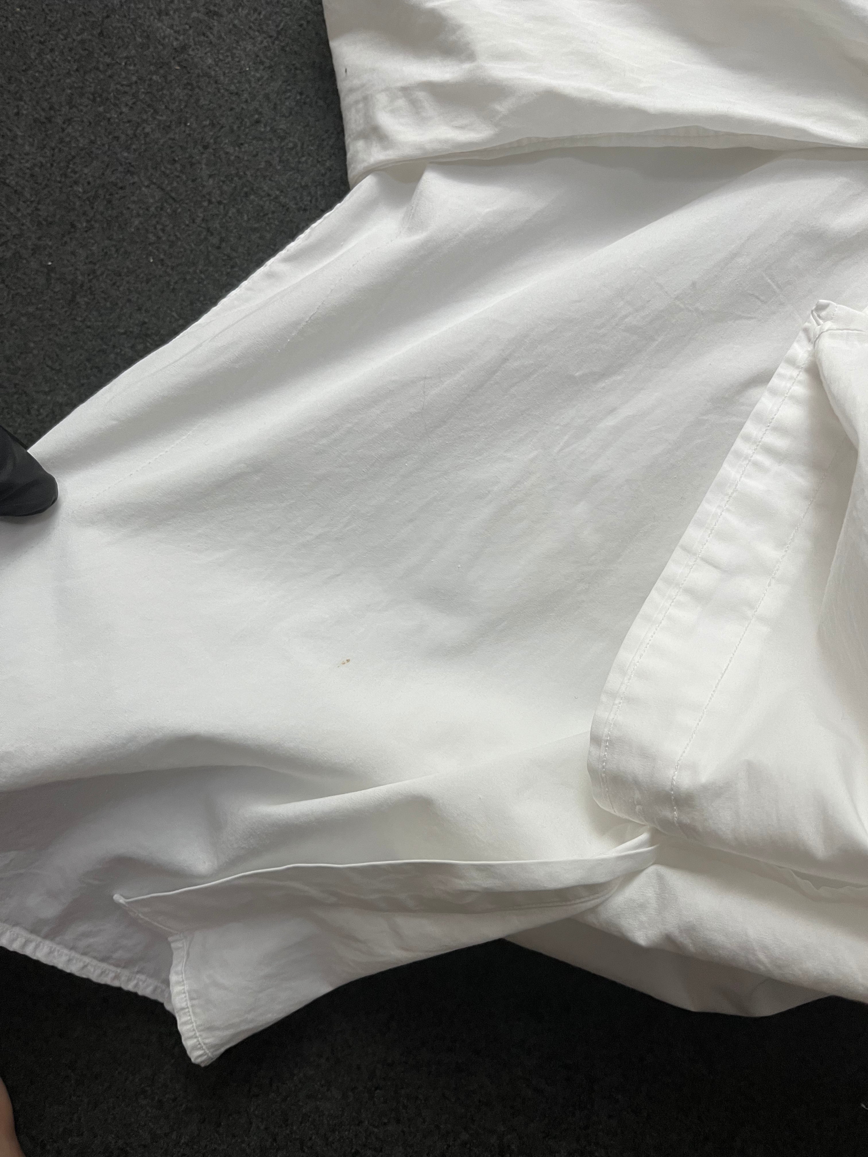 Polo Ralph Lauren long-sleeve button-down shirt in white cotton with a blue embroidered Polo Pony logo