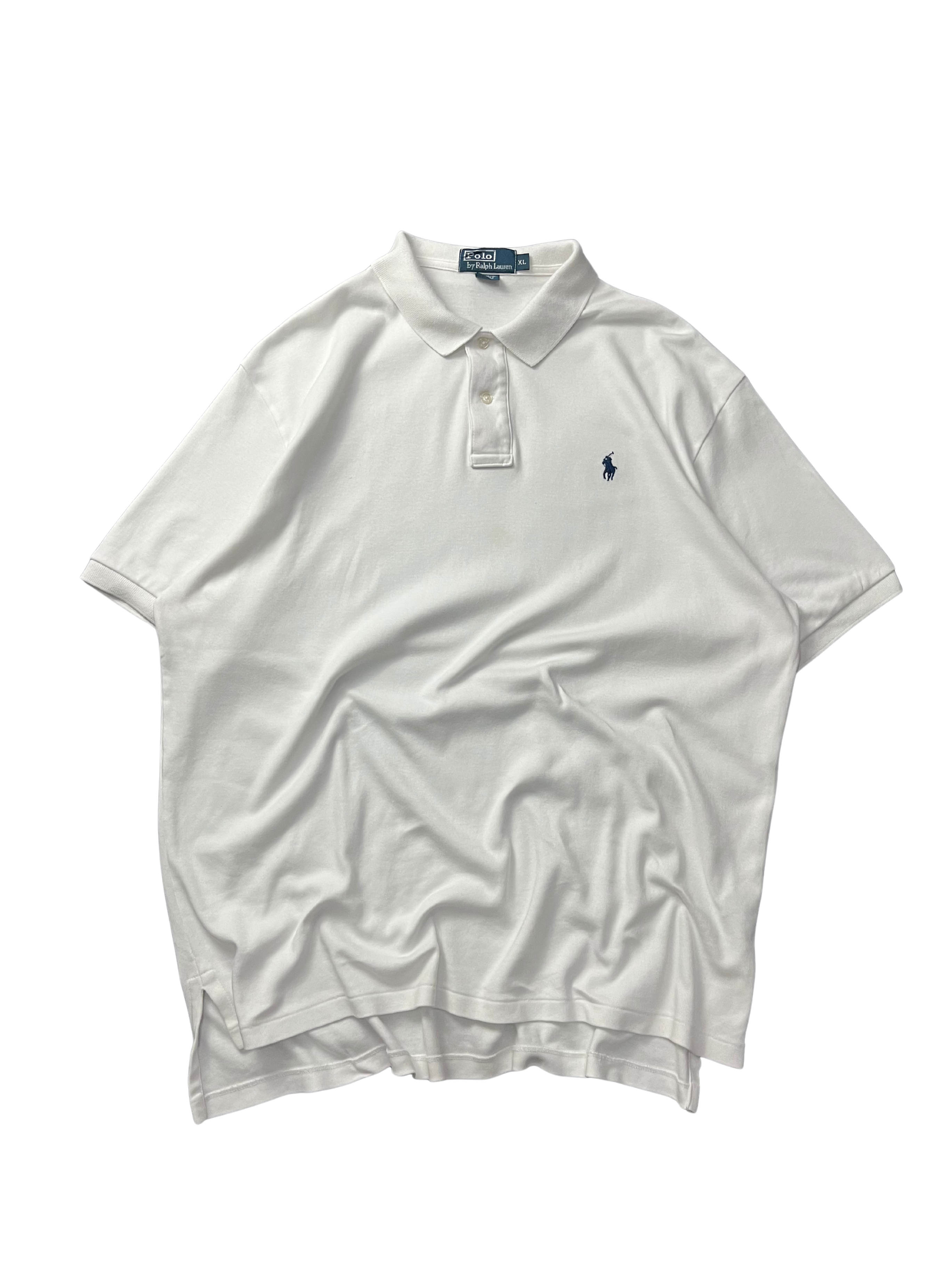 Polo Ralph Lauren classic fit cotton mesh polo shirt in white with a navy blue embroidered pony
