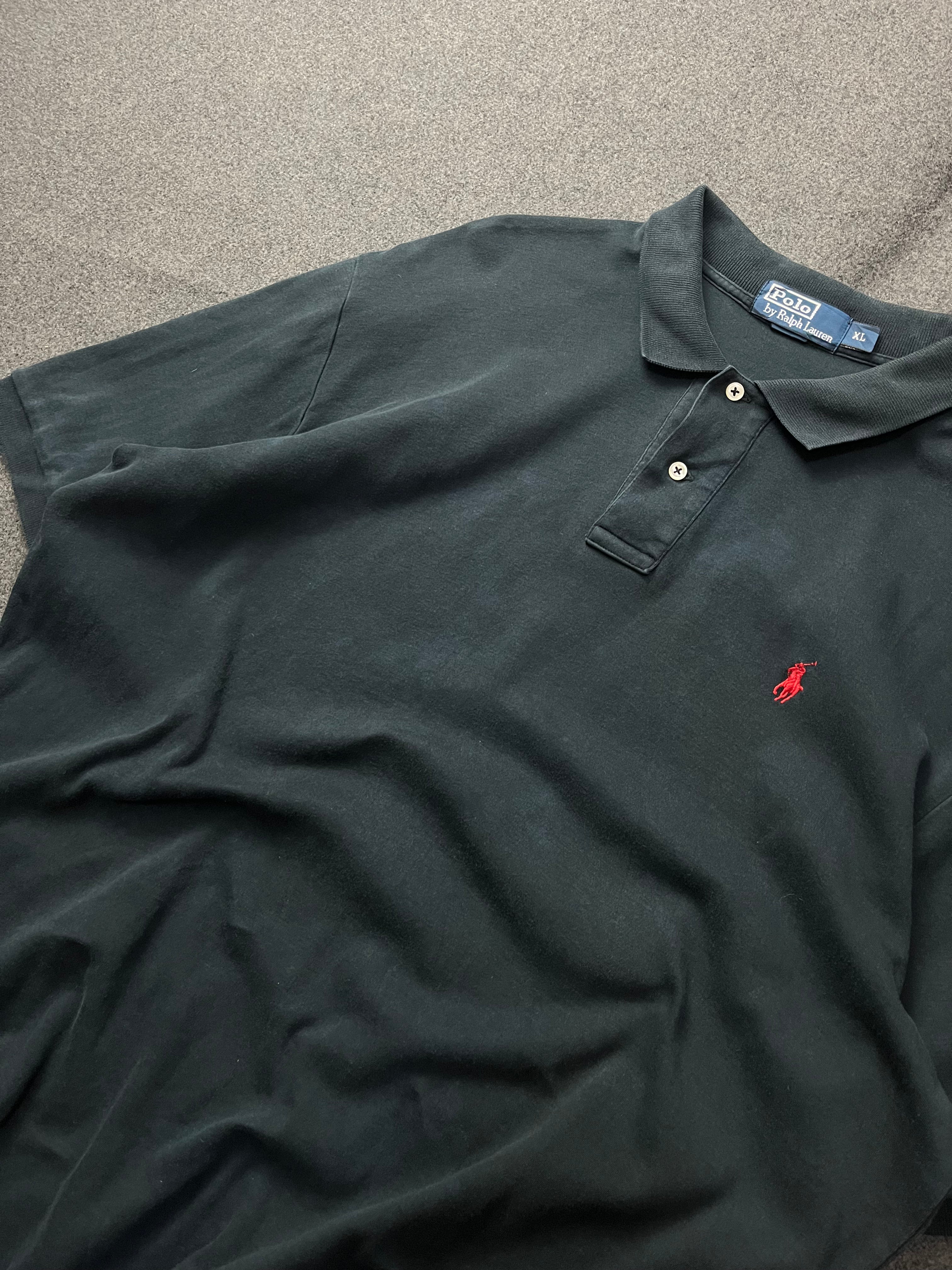 Polo Ralph Lauren short-sleeved polo shirt in black cotton with a red embroidered signature Polo Pony