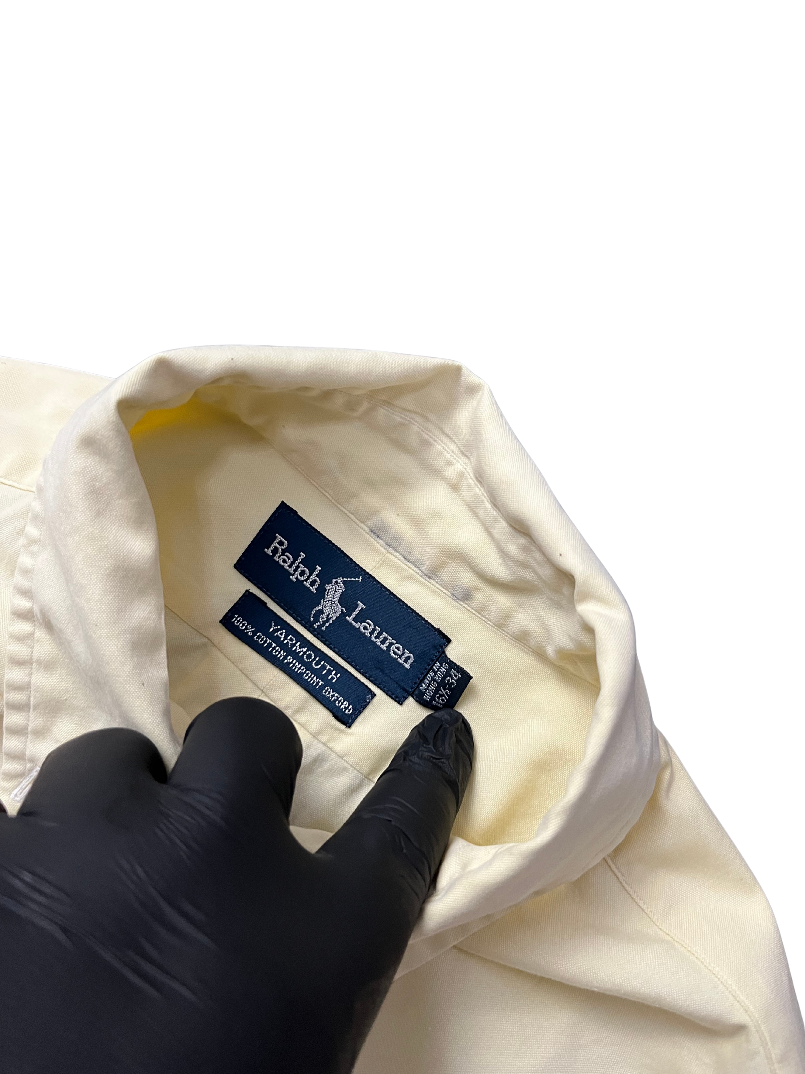 Ralph Lauren Dress Shirt Men Yellow Oxford Flesh Pony Button Down