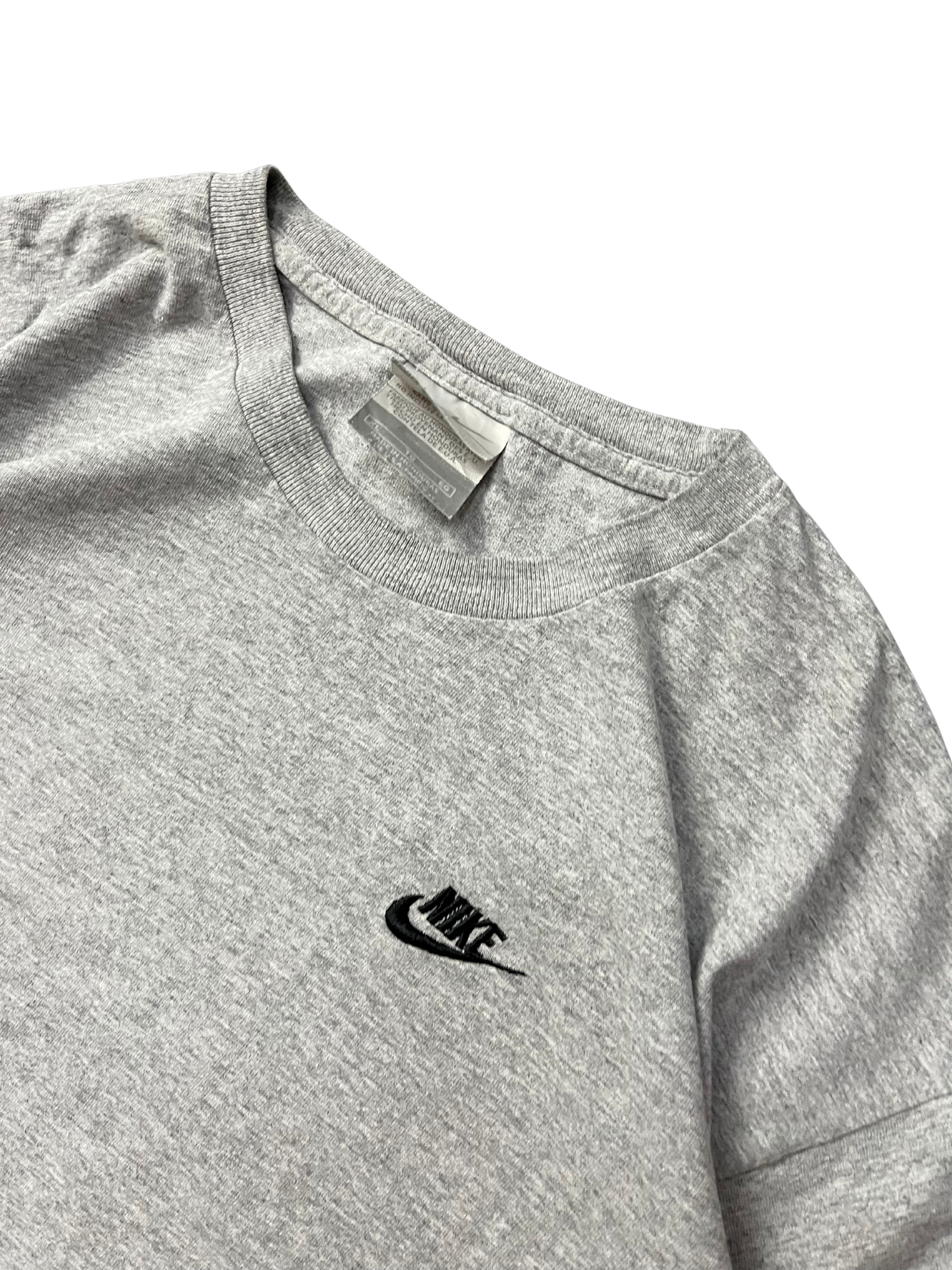 Nike Vintage T Shirt Mens Large Gray Swoosh Embroidered Check Log