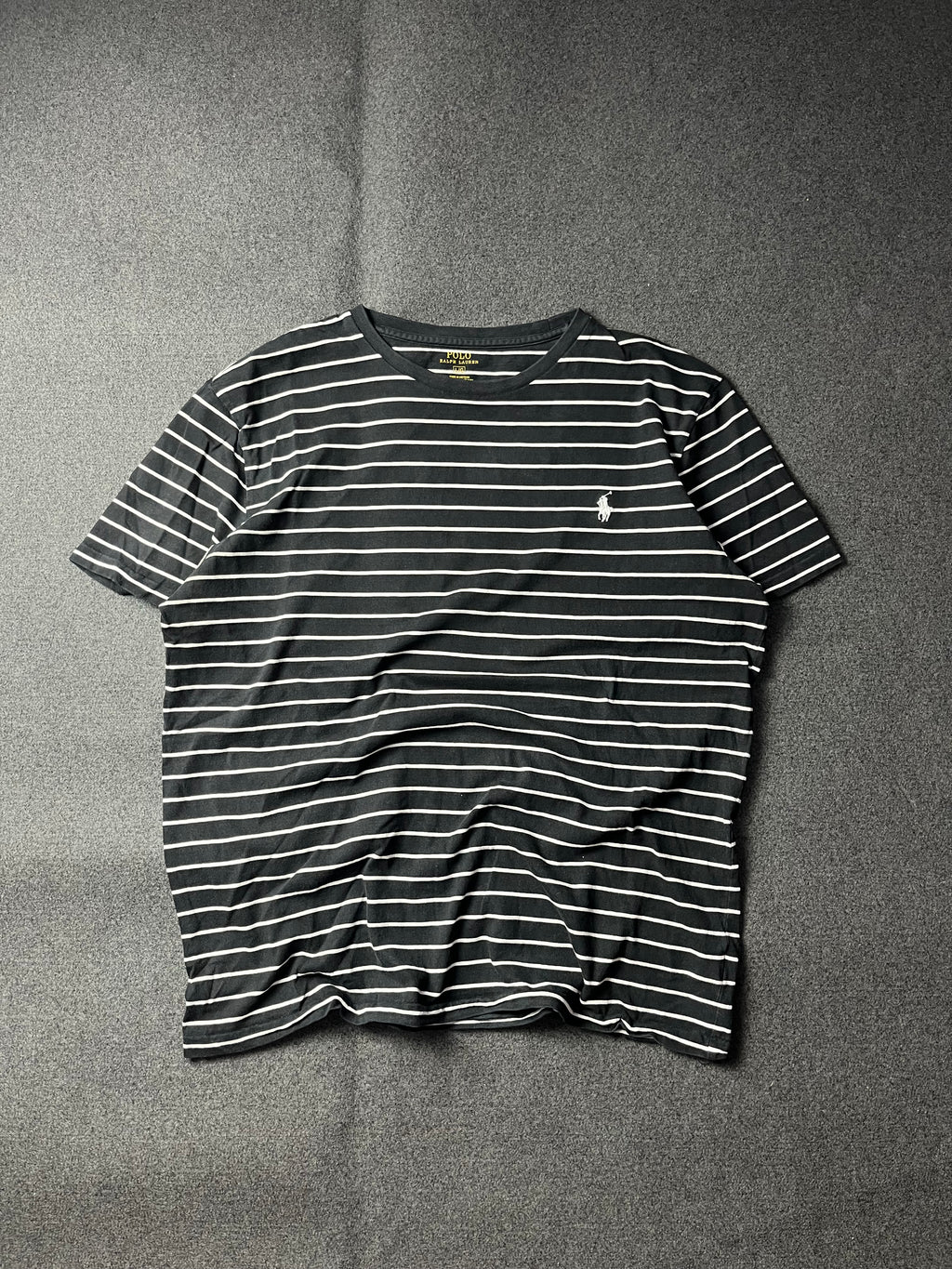 Polo Ralph Lauren  Black White Stripe Custom Slim Fit Preppy Casual