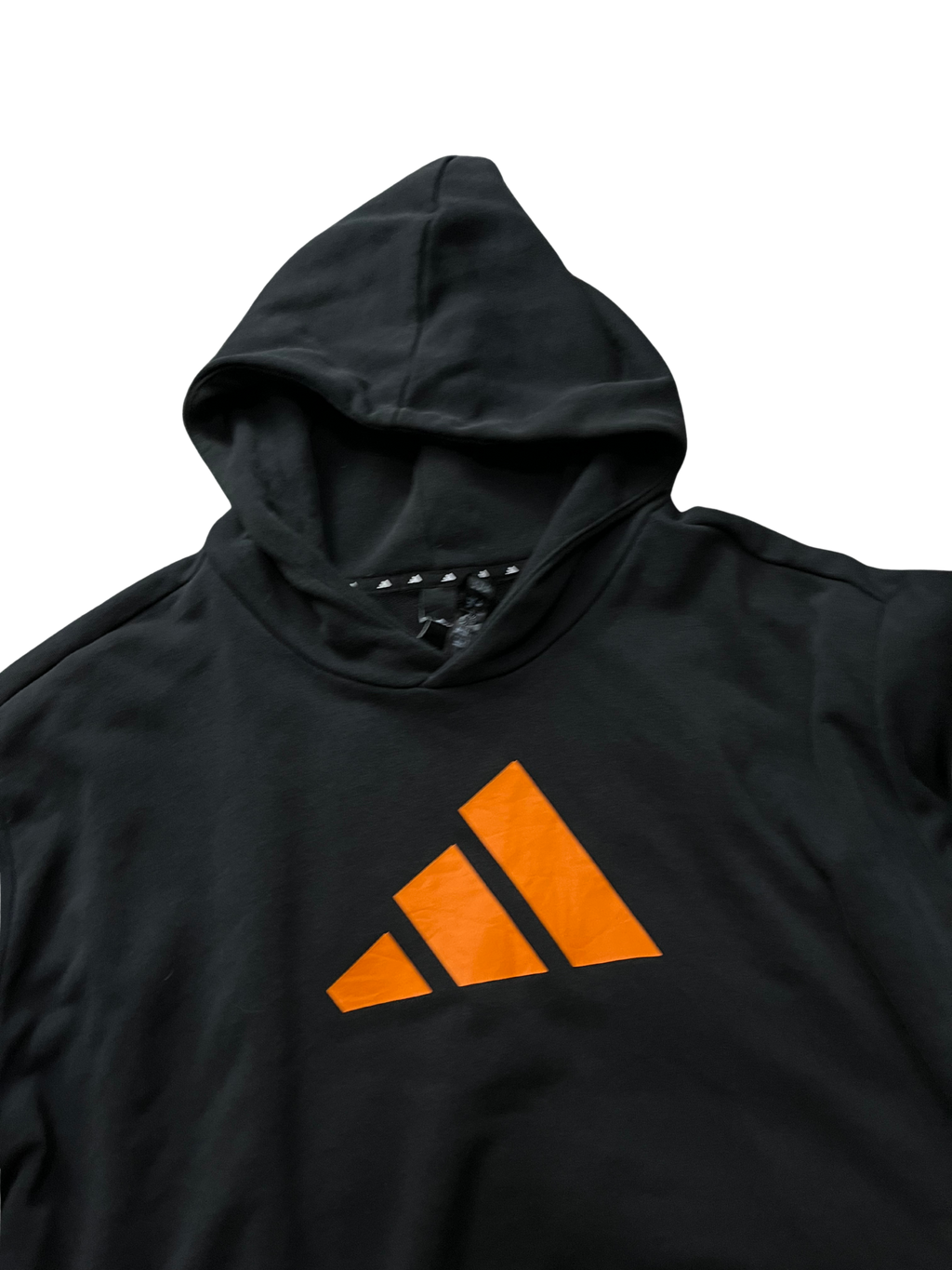 Adidas Future Icons Hoodie in black with an orange logo