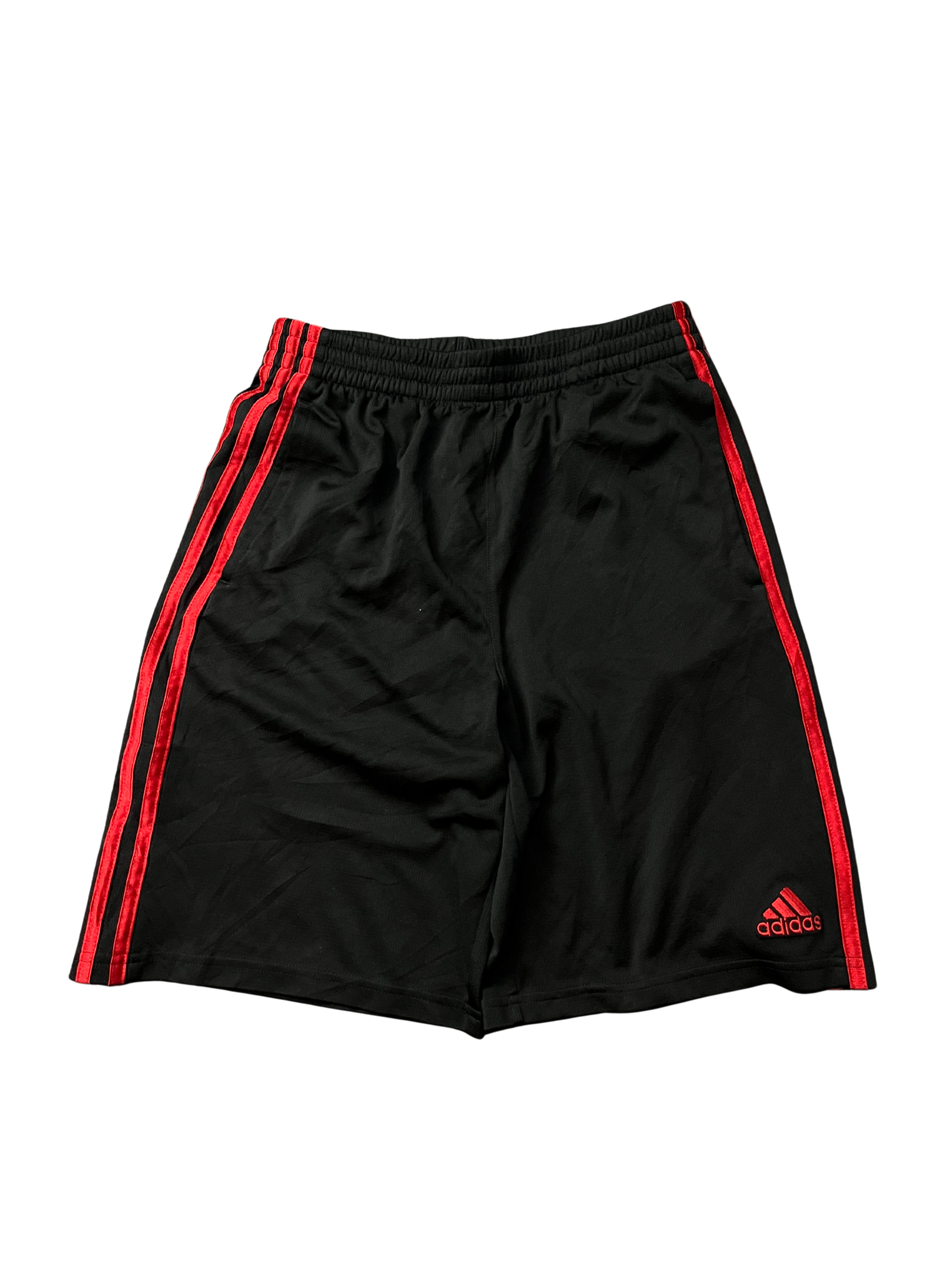 Adidas Athletic Shorts Youth Medium Black and Red Polyester EUC