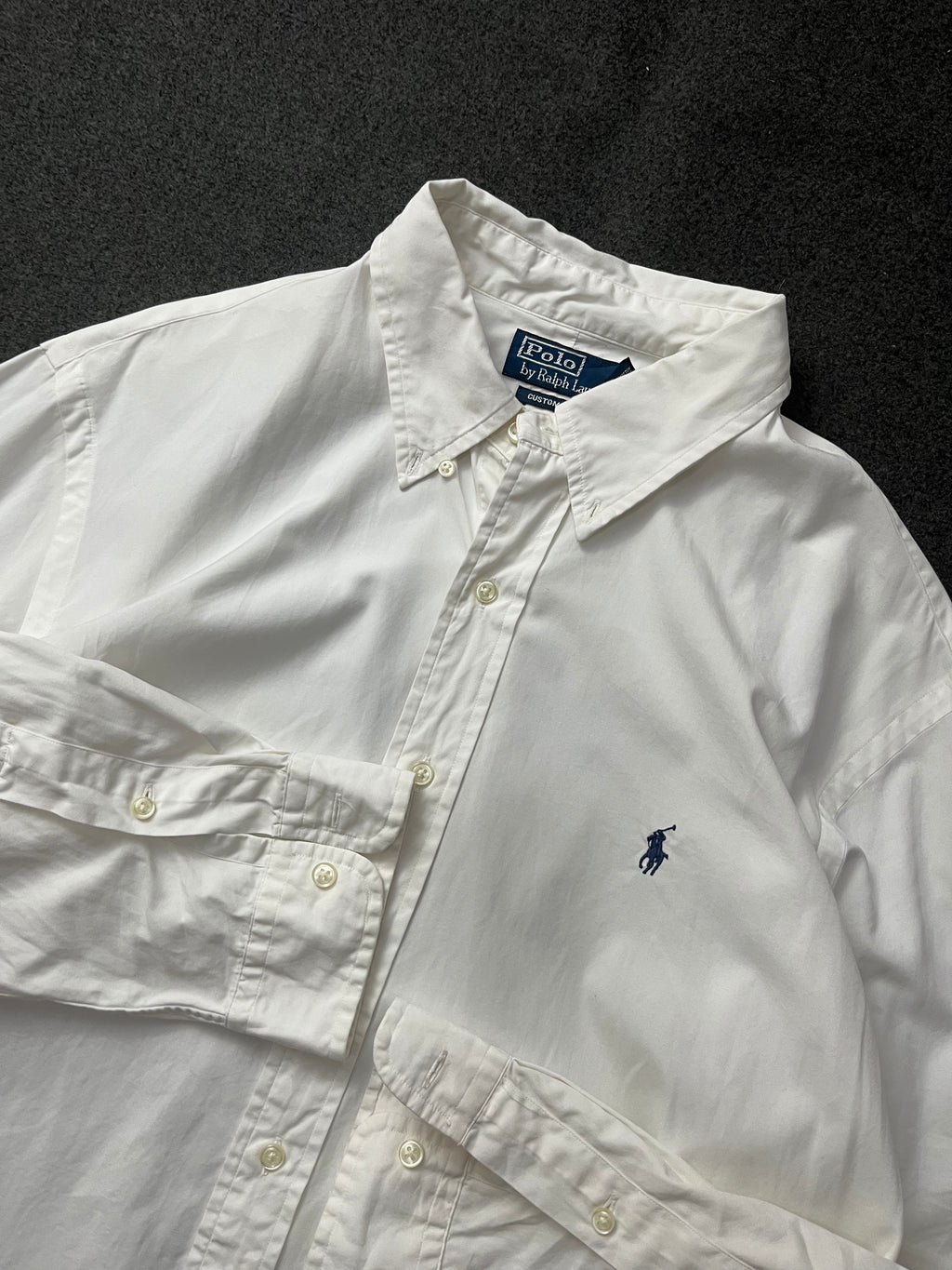 Polo Ralph Lauren long-sleeve oxford shirt with the signature blue embroidered pony