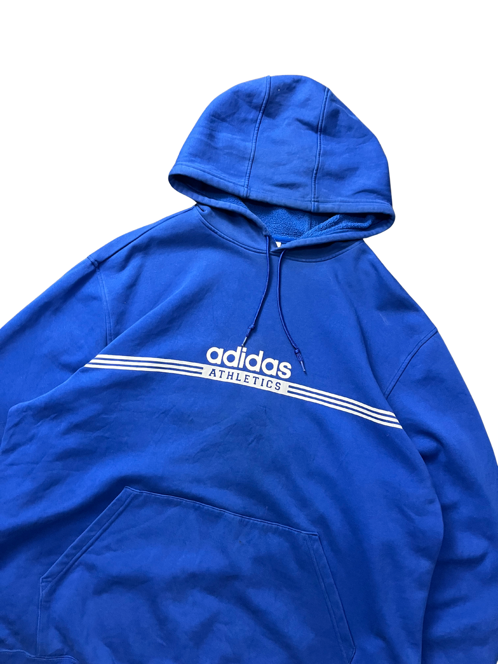 Adidas Vintage Y2K Spellout Stripe Logo Hoodie Men's Medium Blue Pullover