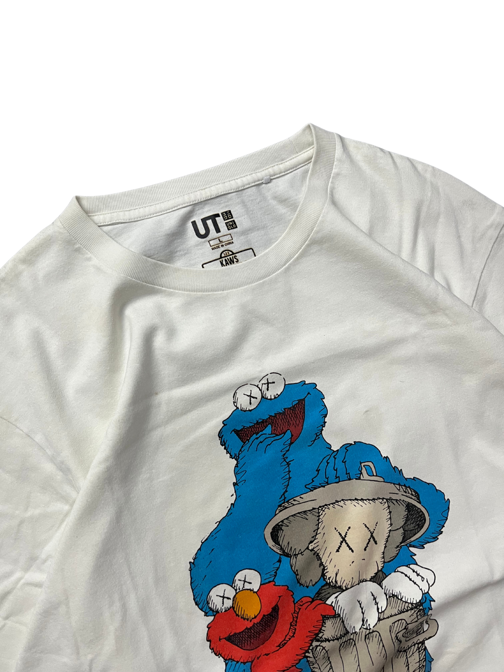 Kaws x Uniqlo x Sesame Street Companion Trash Can Tee White