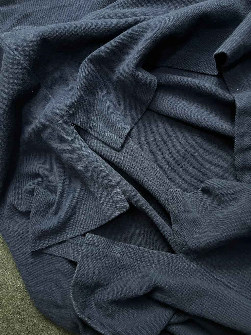 Ralph Lauren Pony Polo Shirt in navy blue cotton mesh with a red embroidered pony