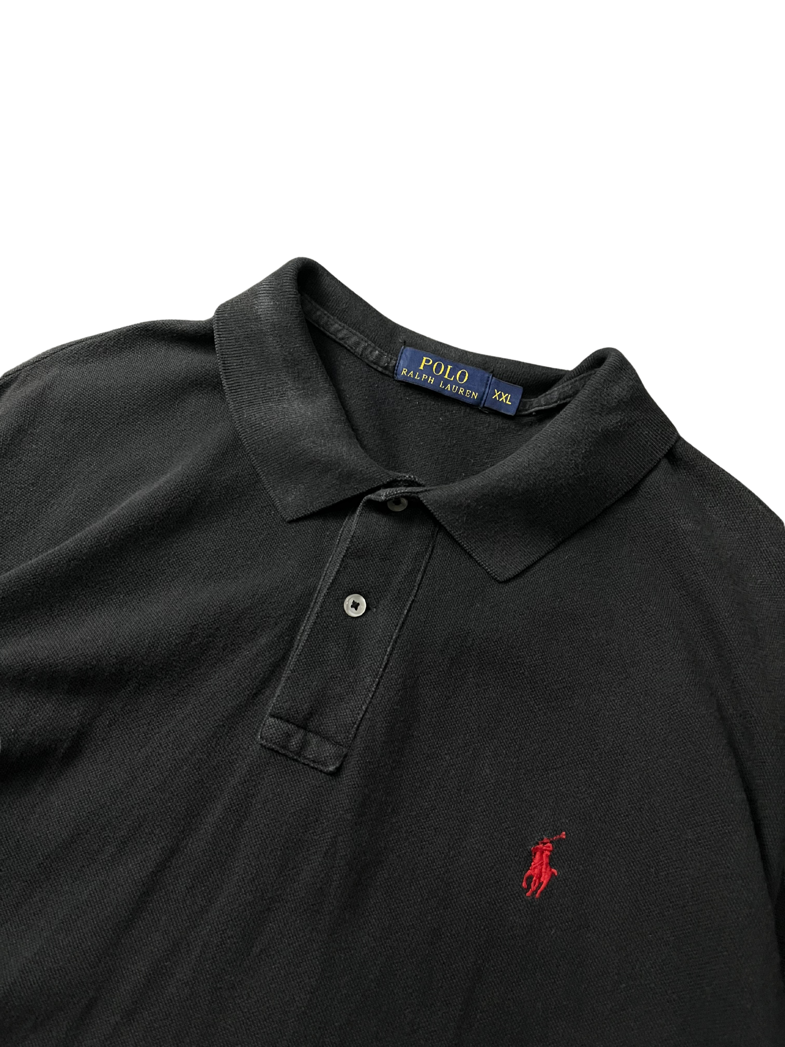 Polo Ralph Lauren black cotton polo shirt with a red embroidered pony logo