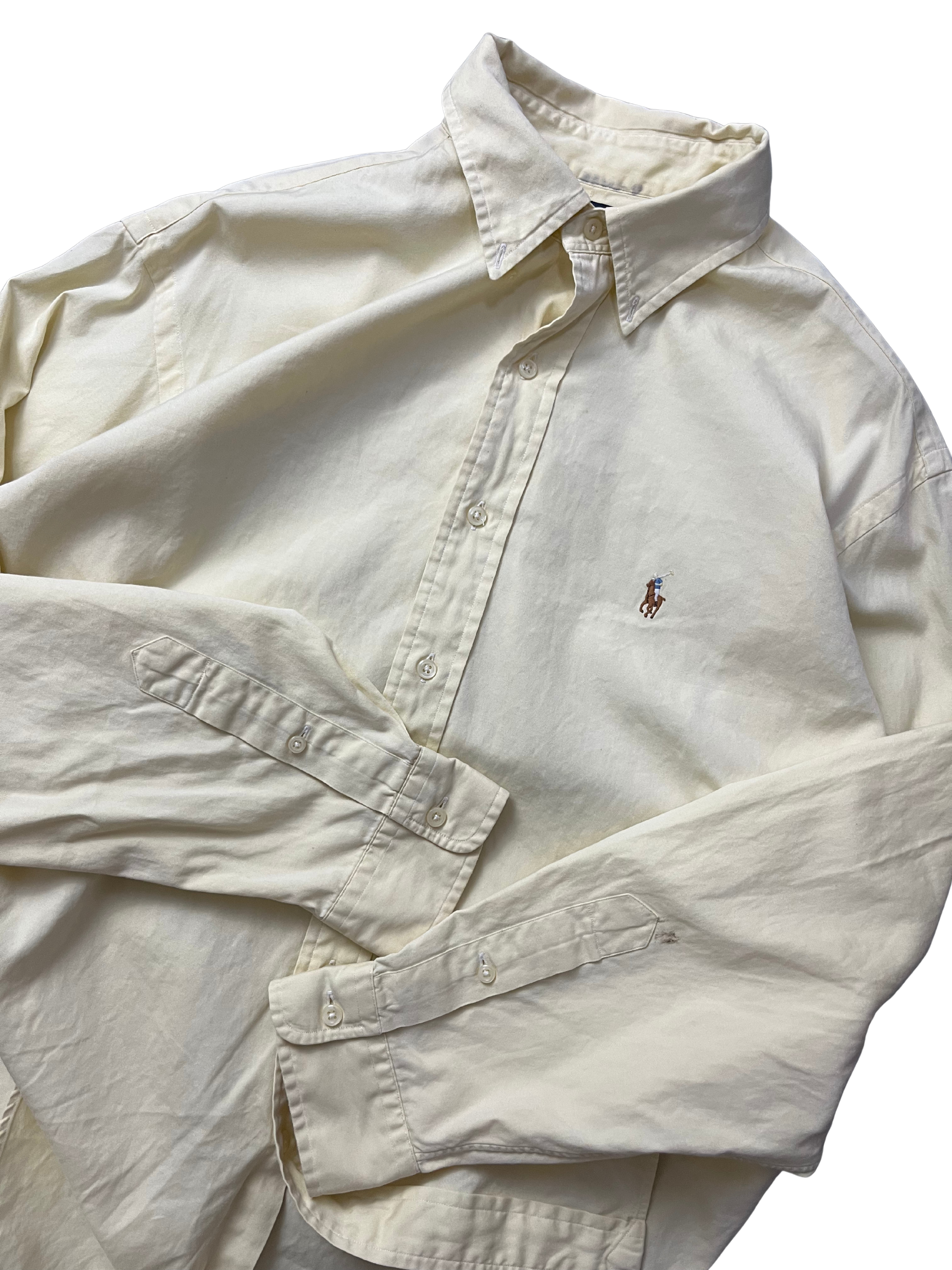 Ralph Lauren Dress Shirt Men Yellow Oxford Flesh Pony Button Down