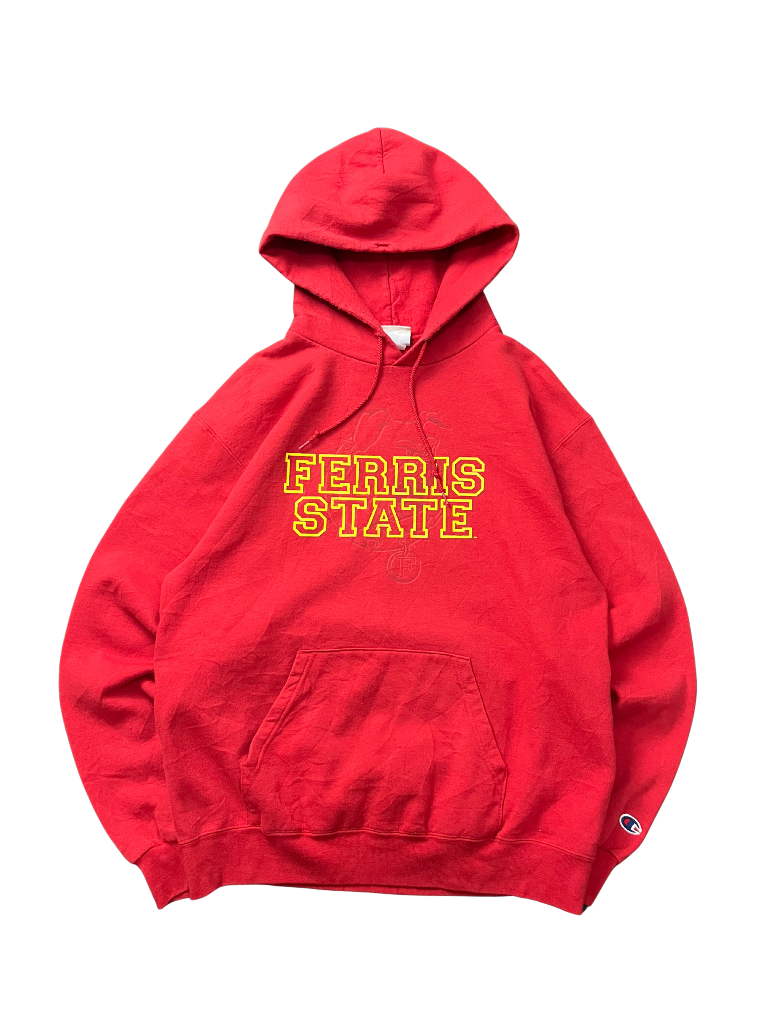Champion Ferris State Bulldogs Mens Red Arch Name Long Sleeve Hoodie