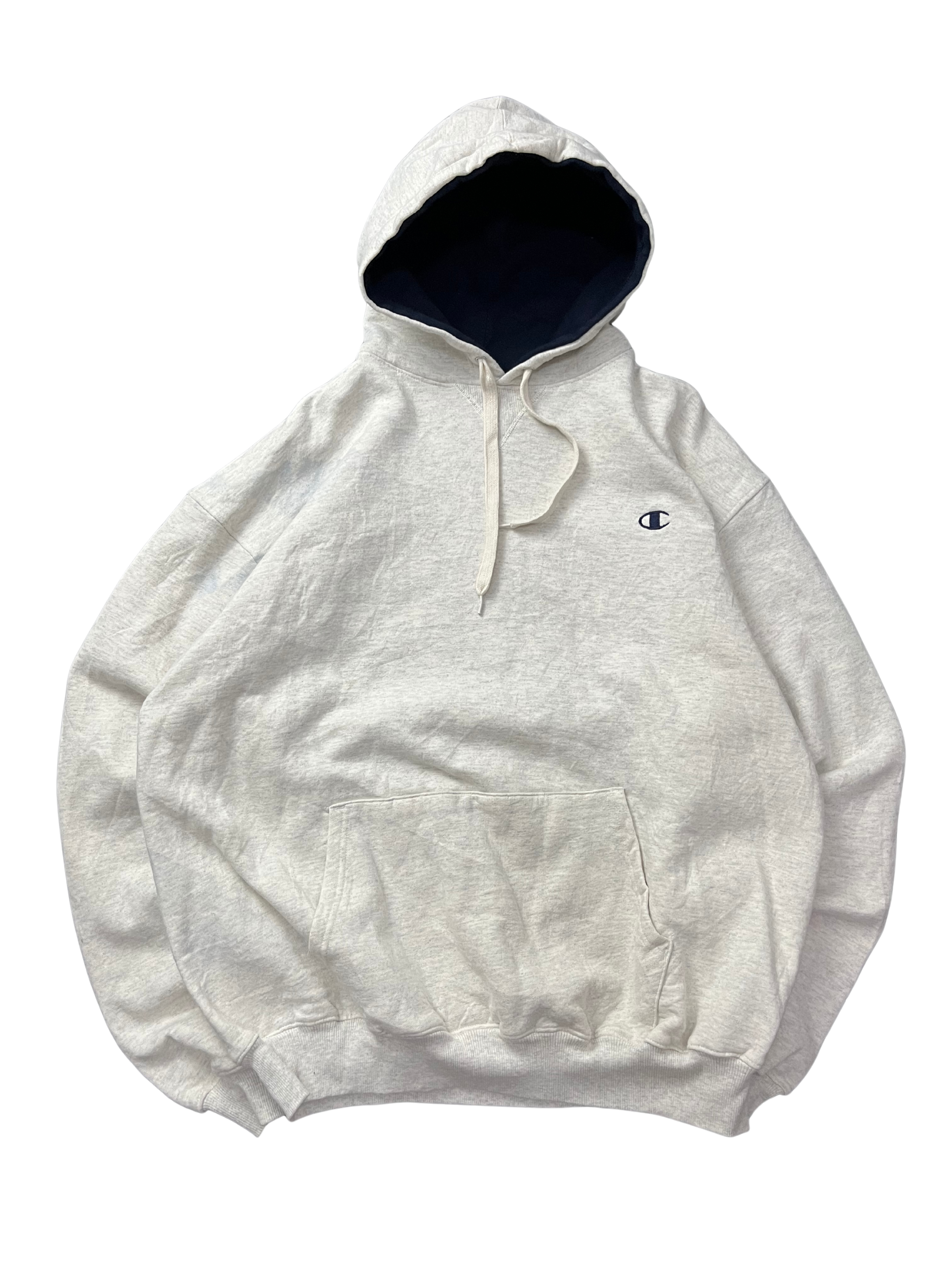 Vintage 1990s Grey Champion Small Logo Hoodie / Vintage Champion