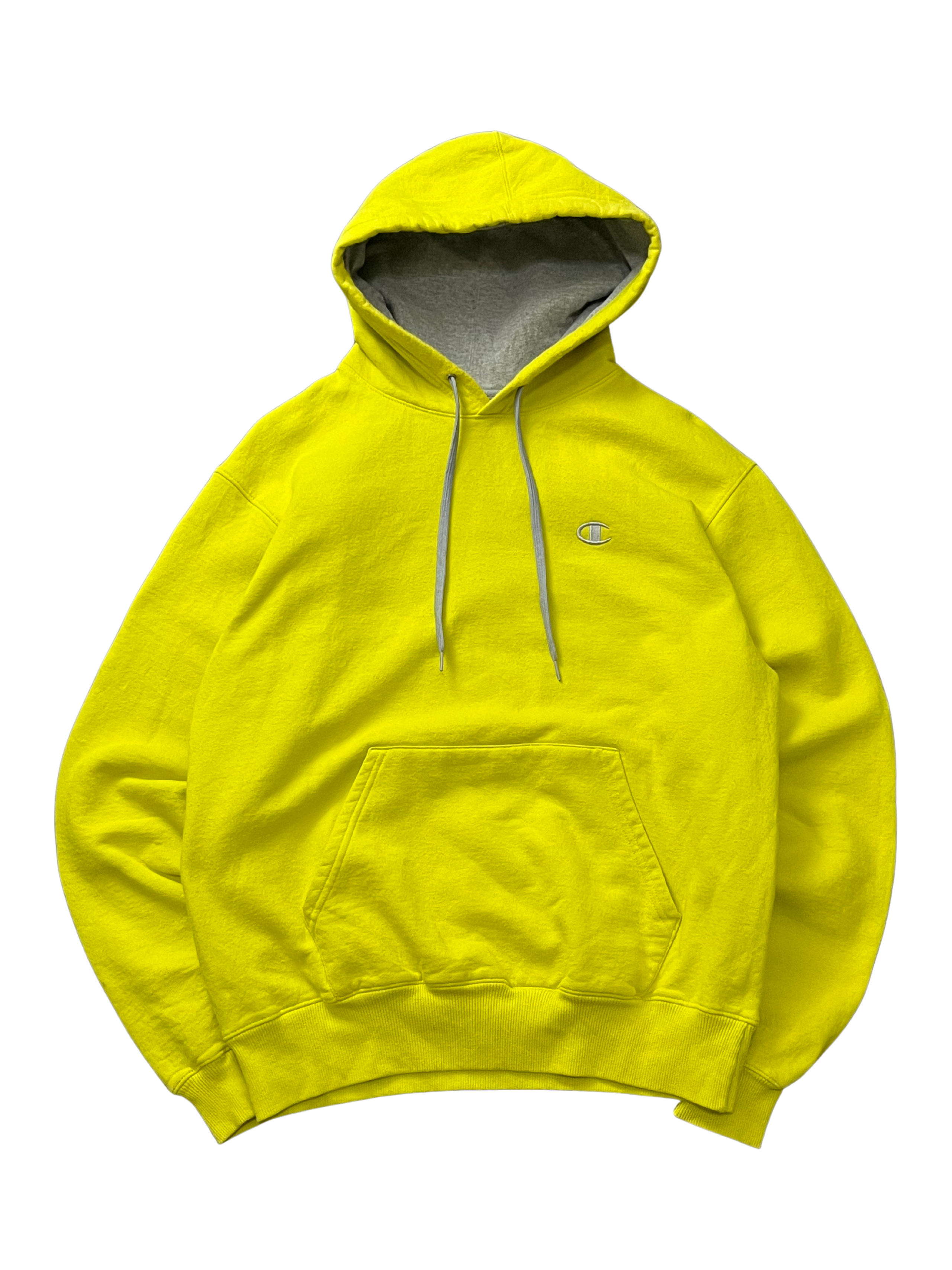 Champion Sweatshirt Mens Size Medium Adult Neon Yellow Soft Authentic Eco