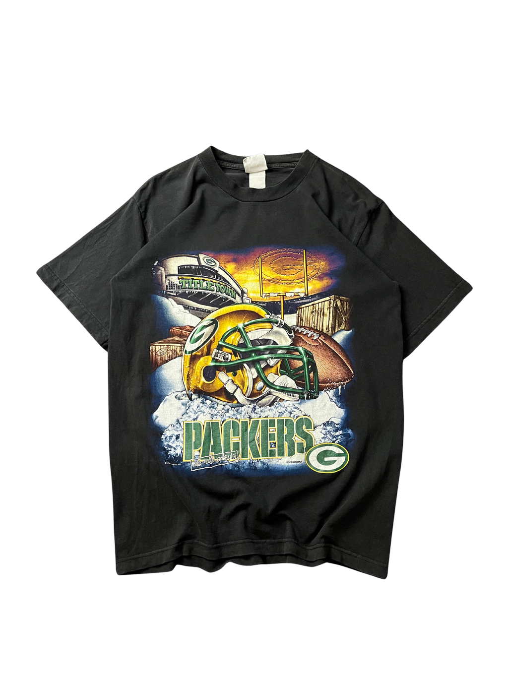 Green Bay Packers Titletown Made in USA Black Large Graphic Print NFL Fan Logo