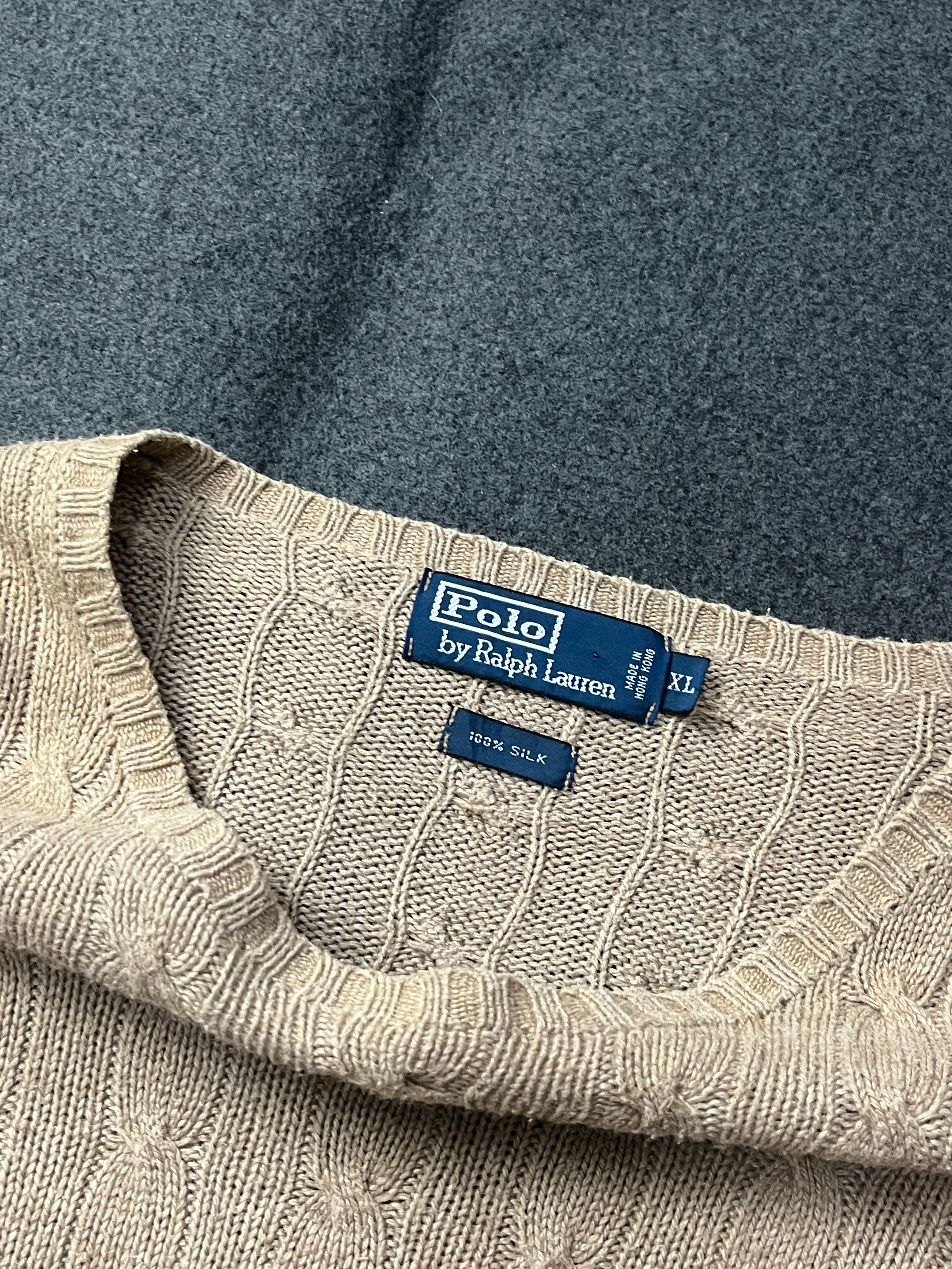 Polo Ralph Lauren cable-knit cotton crewneck sweater in a beige
