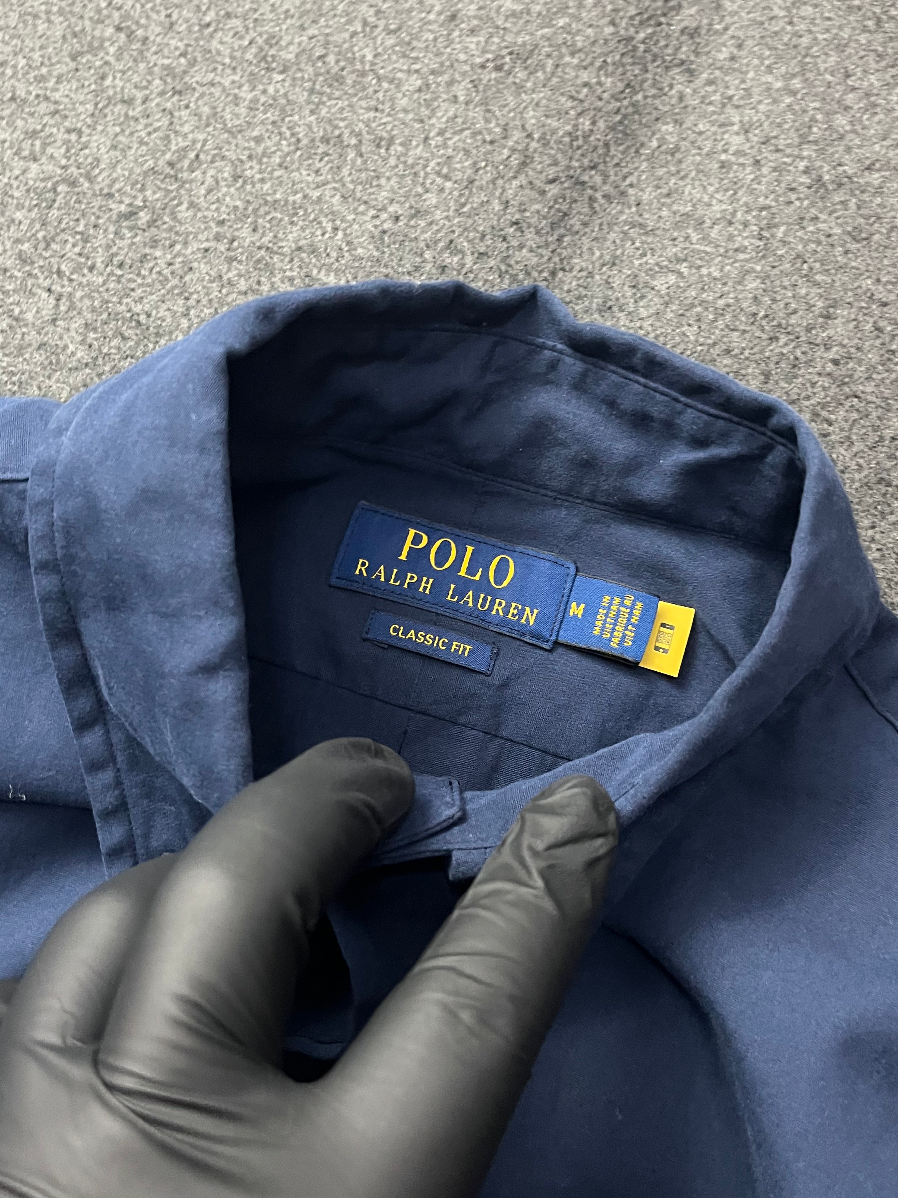 Ralph Lauren "Blake" long-sleeve cotton button-down shirt in navy blue