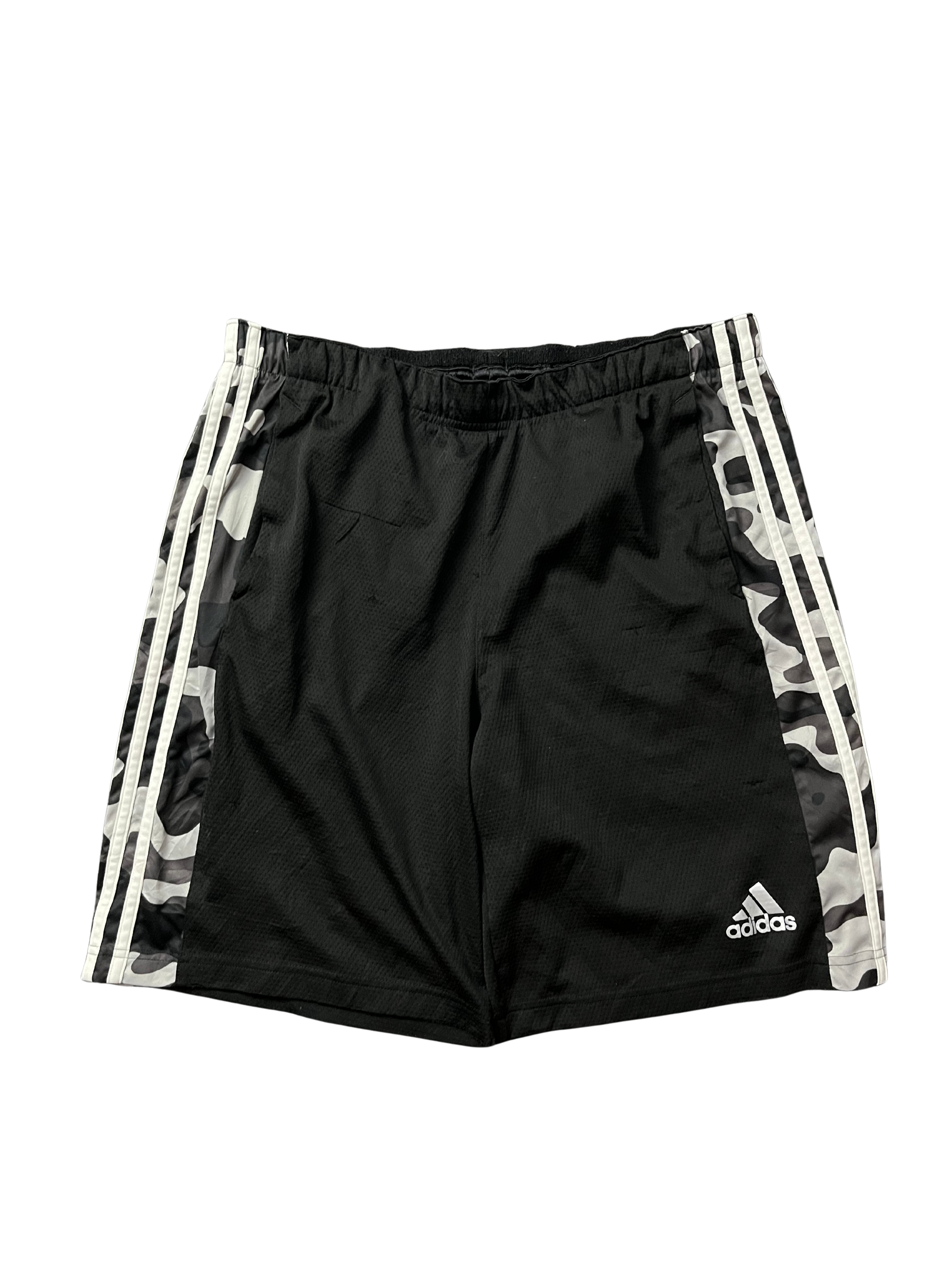 Adidas Athletic Shorts Youth Medium Black and White Polyester EUC