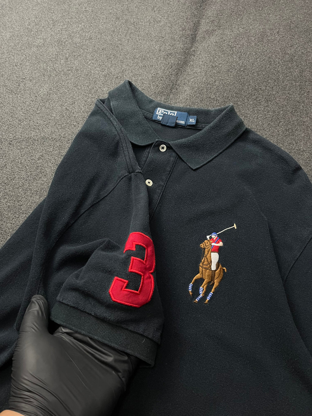 Polo Ralph Lauren Big Pony polo shirt with the number "3" appliqué on the sleeve and red accents