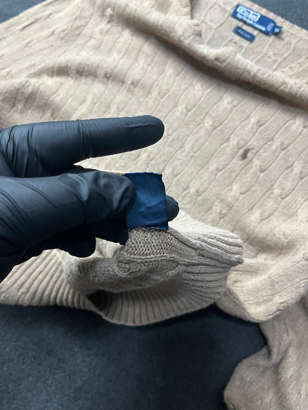 Polo Ralph Lauren cable-knit cotton crewneck sweater in a beige