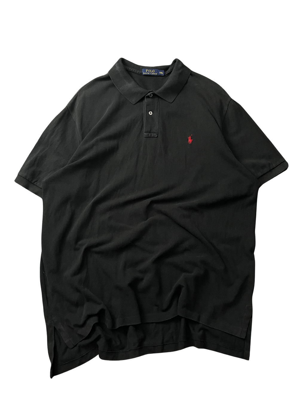 Polo Ralph Lauren black cotton polo shirt with a red embroidered pony logo