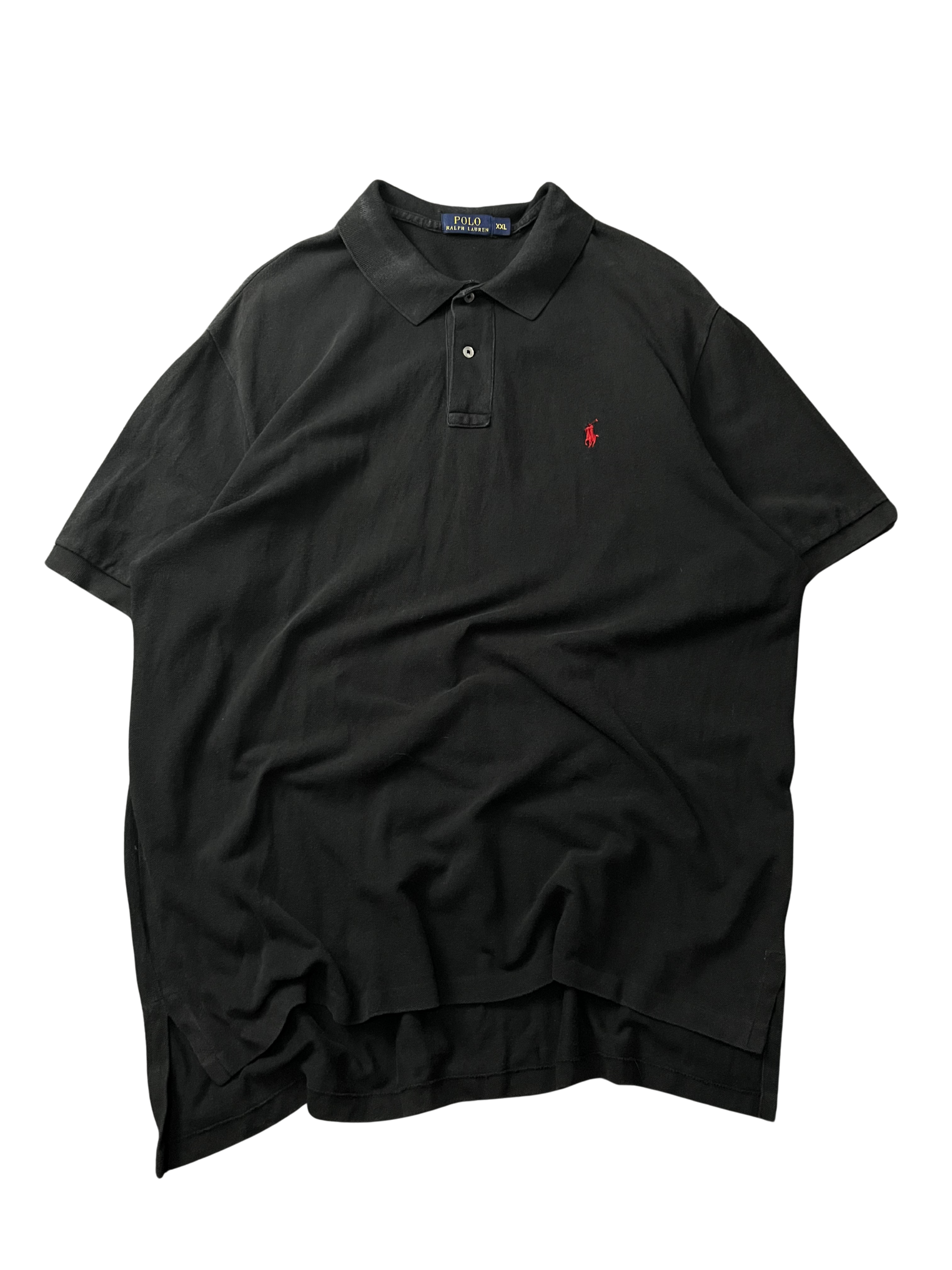 Polo Ralph Lauren black cotton polo shirt with a red embroidered pony logo