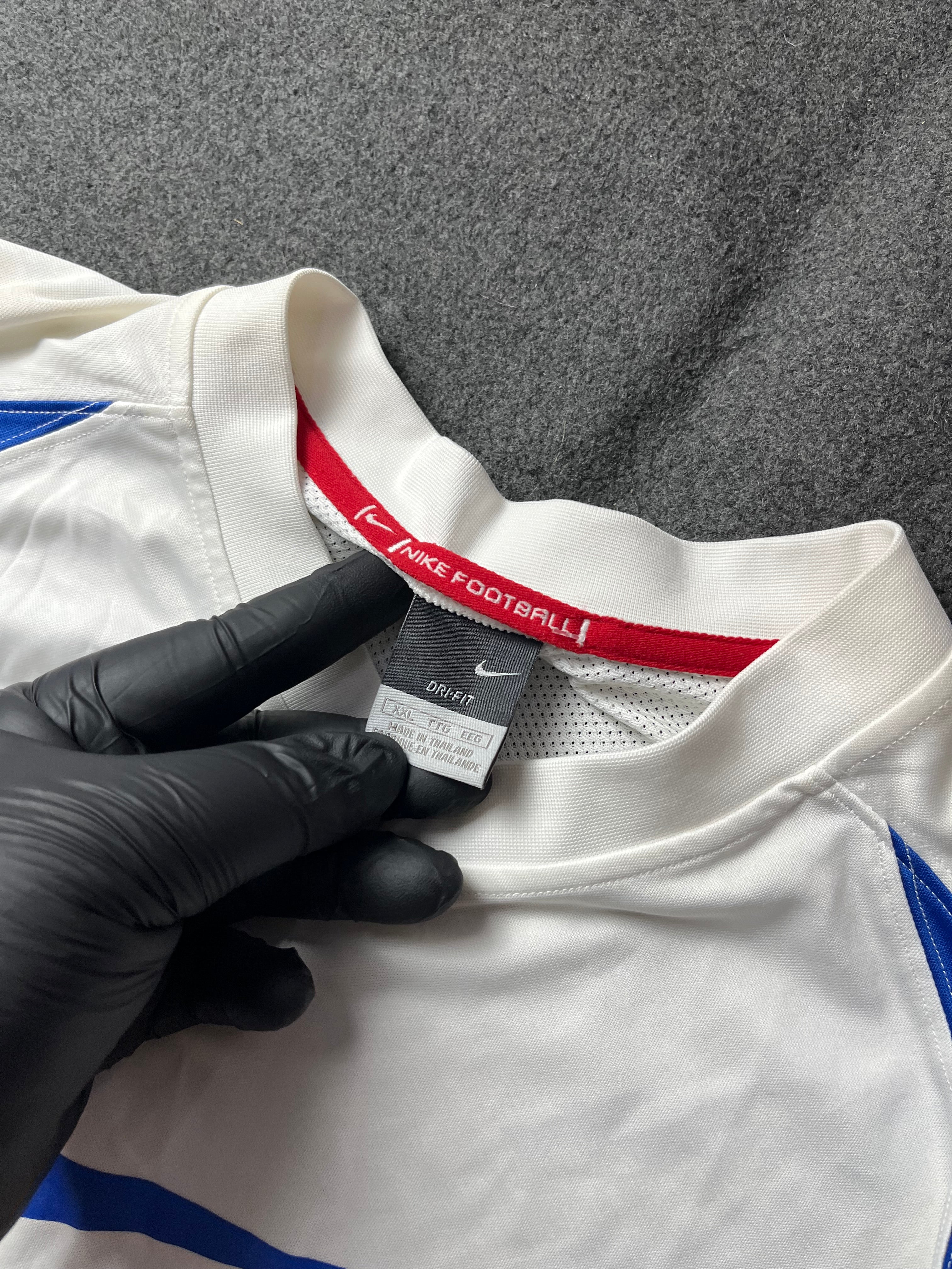Nike Dri-FIT Game Shirt, White Blue, Big Swoosh