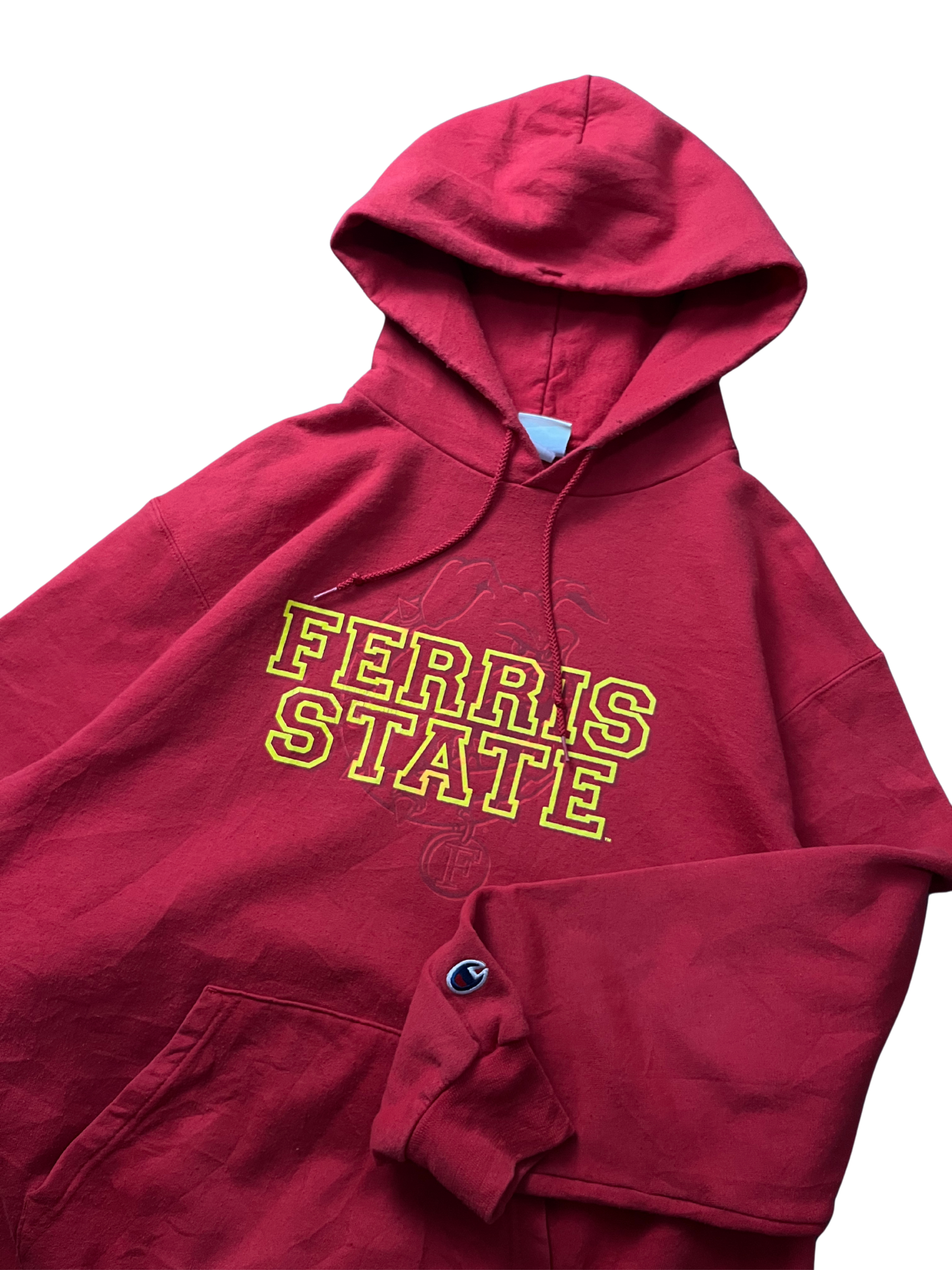 Champion Ferris State Bulldogs Mens Red Arch Name Long Sleeve Hoodie