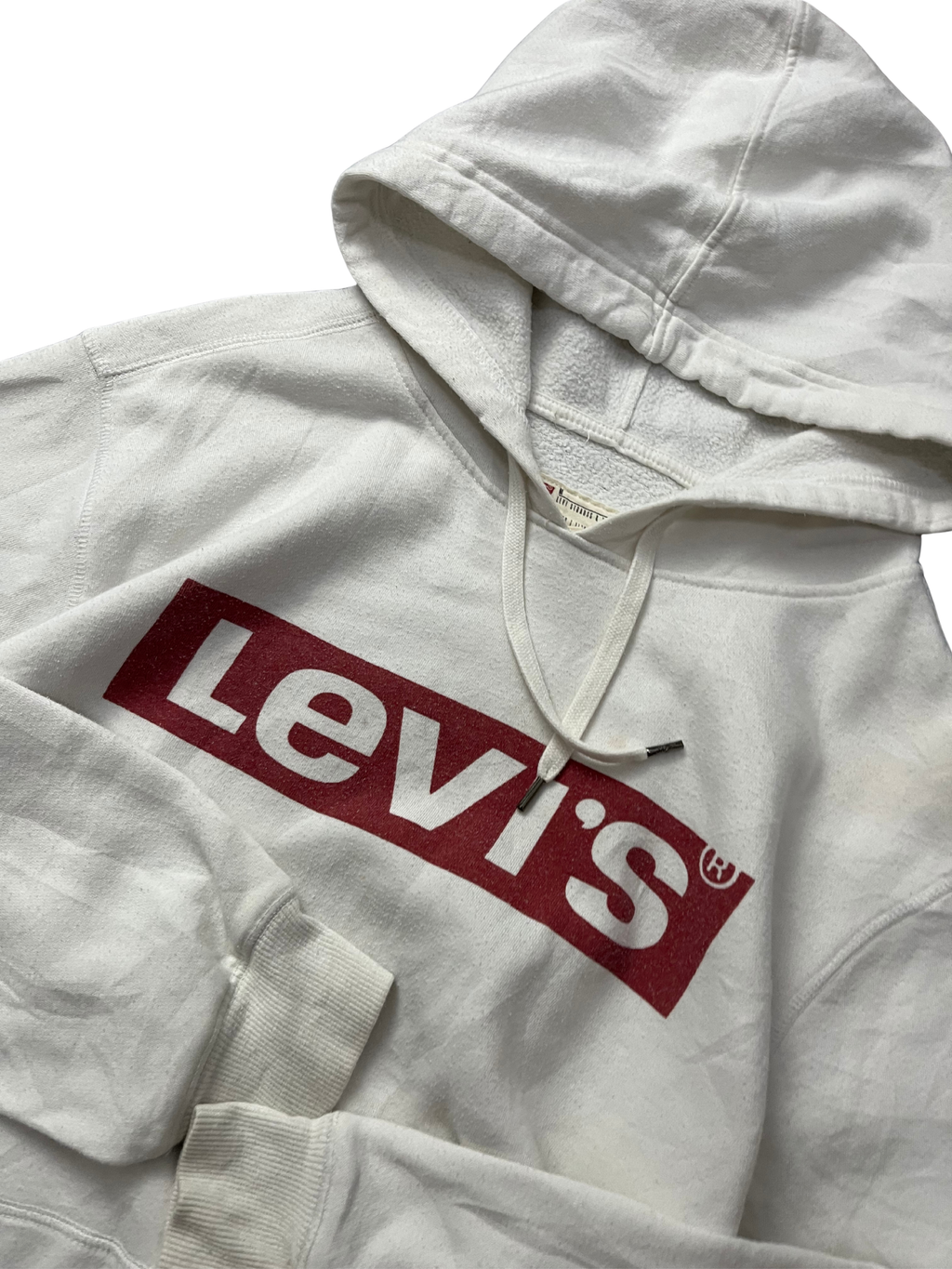 LEVI'S Mens Graphic Hoodie Jumper Medium White Cotton