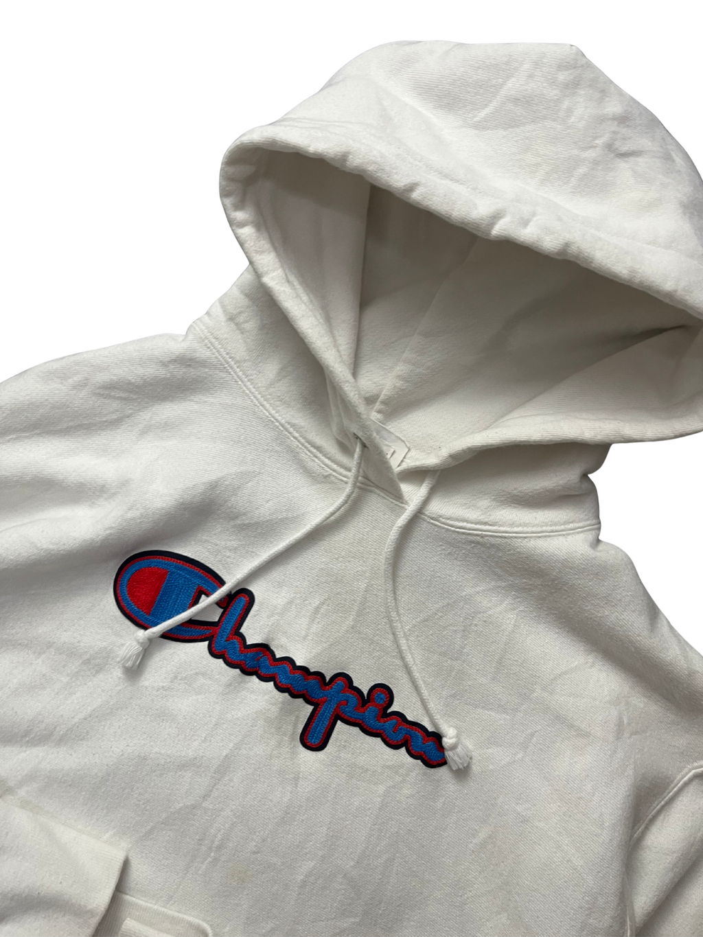 Champion Athletic Wear White Pullover Hoodie Sweatshirt Adult