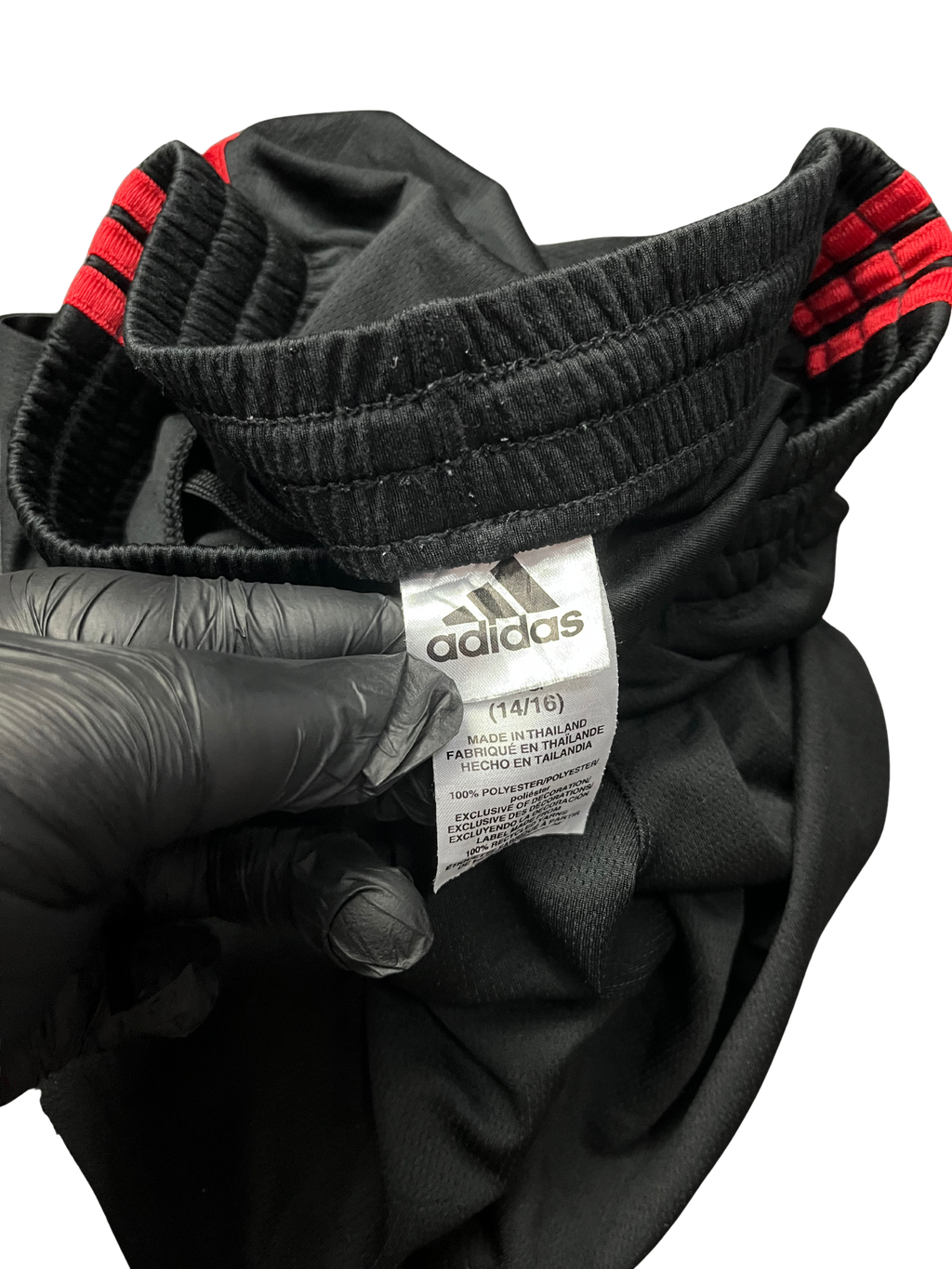 Adidas Athletic Shorts Youth Medium Black and Red Polyester EUC