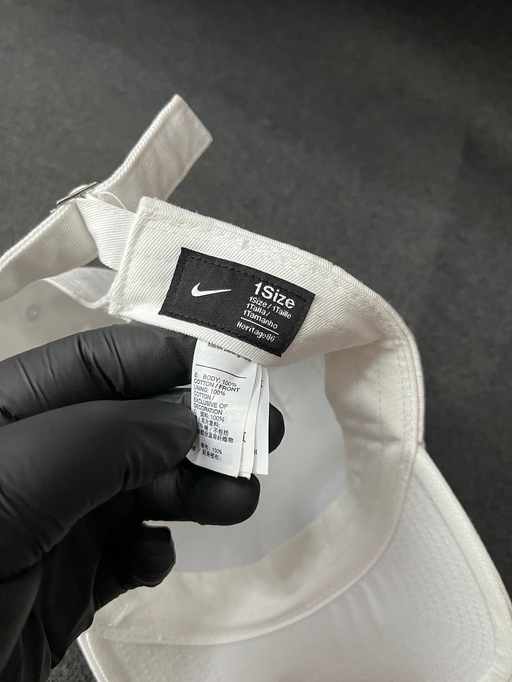 Nike Heritage86 Futura Adjustable Hat in white cotton twill fabric