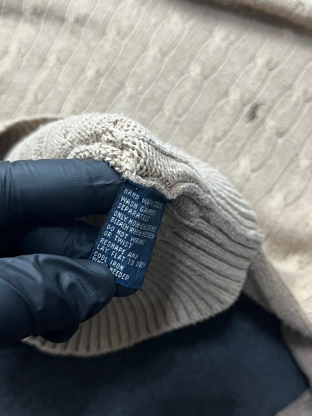 Polo Ralph Lauren cable-knit cotton crewneck sweater in a beige