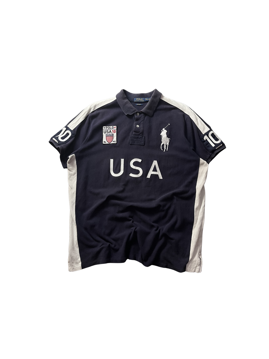 Polo Ralph Lauren Men's Navy and White Polo-shirts