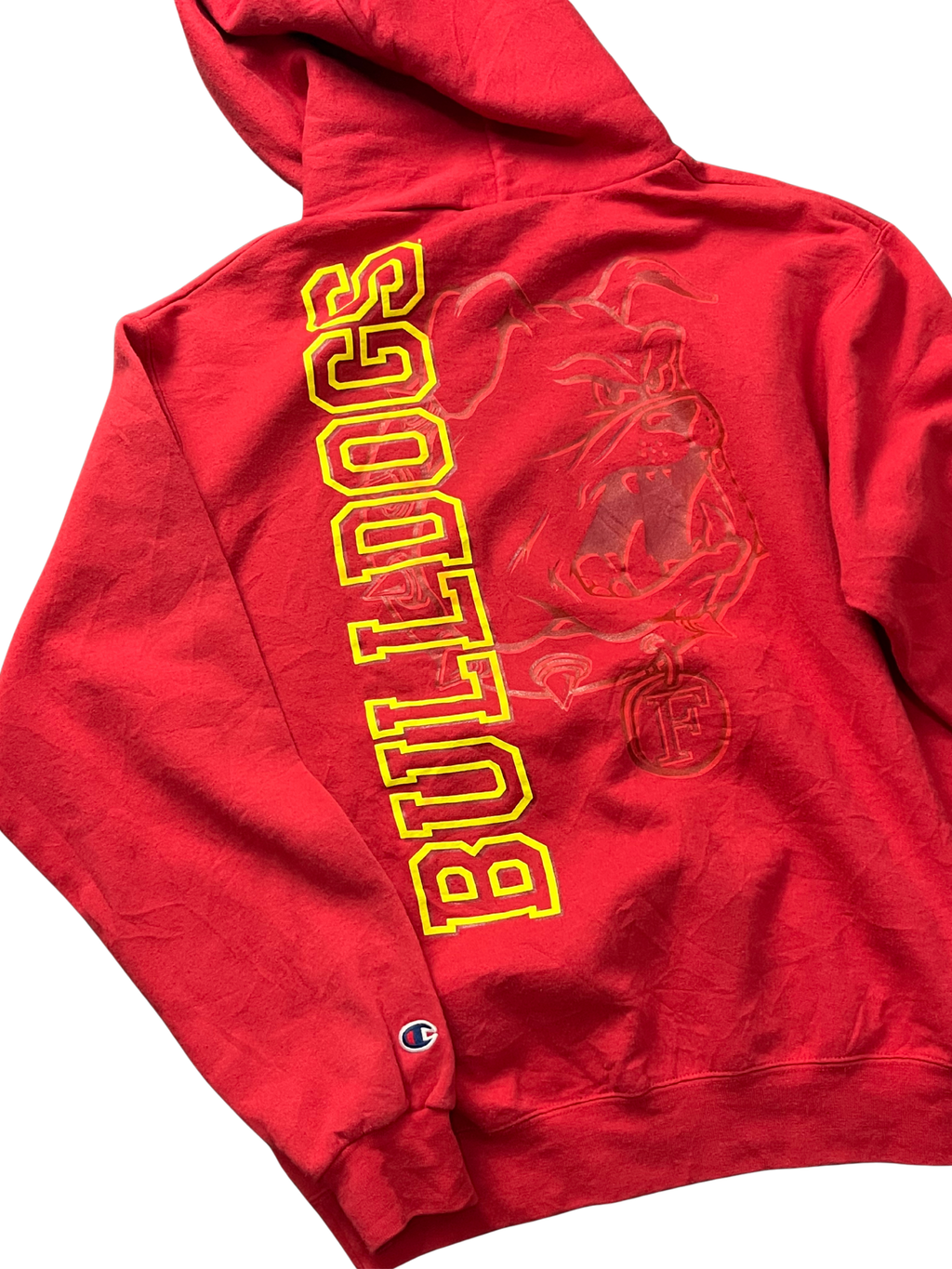 Champion Ferris State Bulldogs Mens Red Arch Name Long Sleeve Hoodie