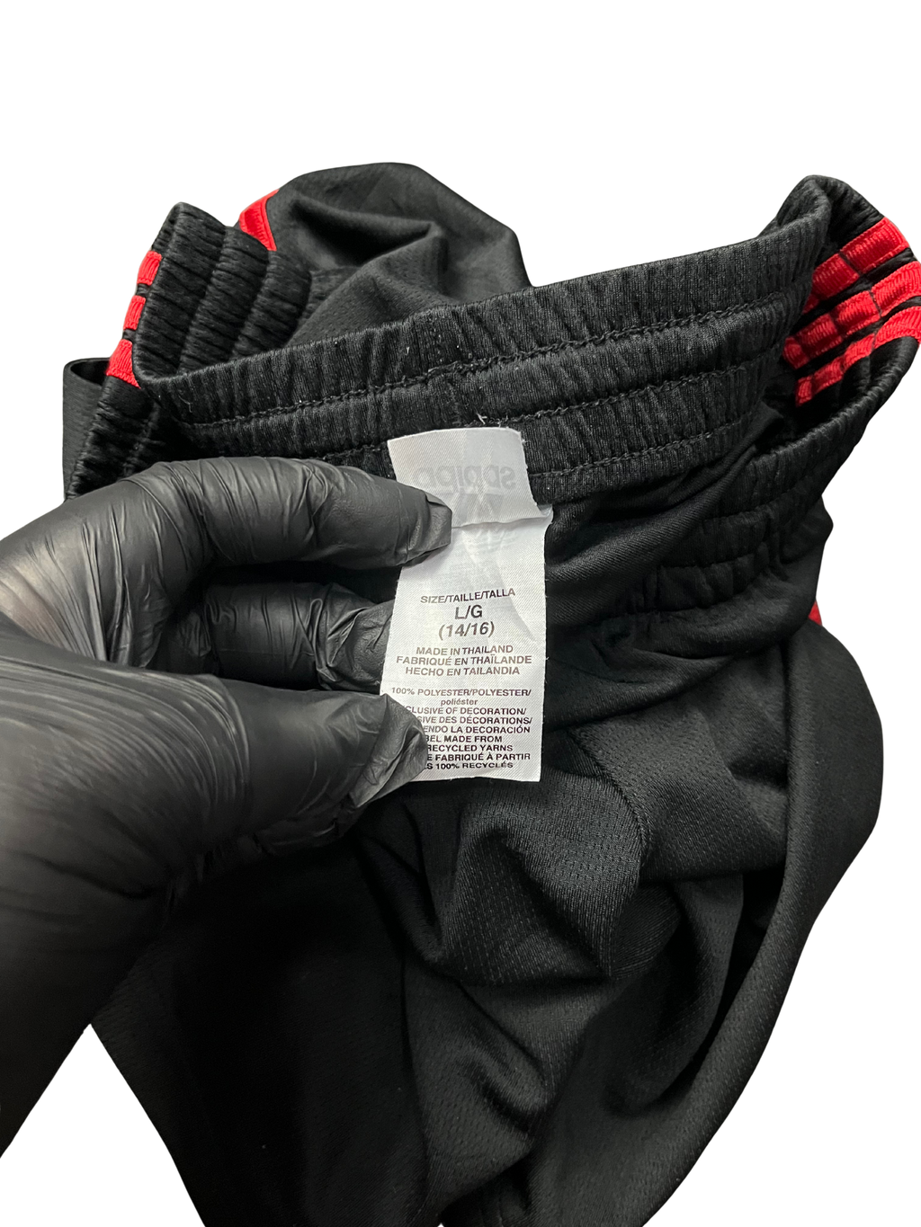 Adidas Athletic Shorts Youth Medium Black and Red Polyester EUC