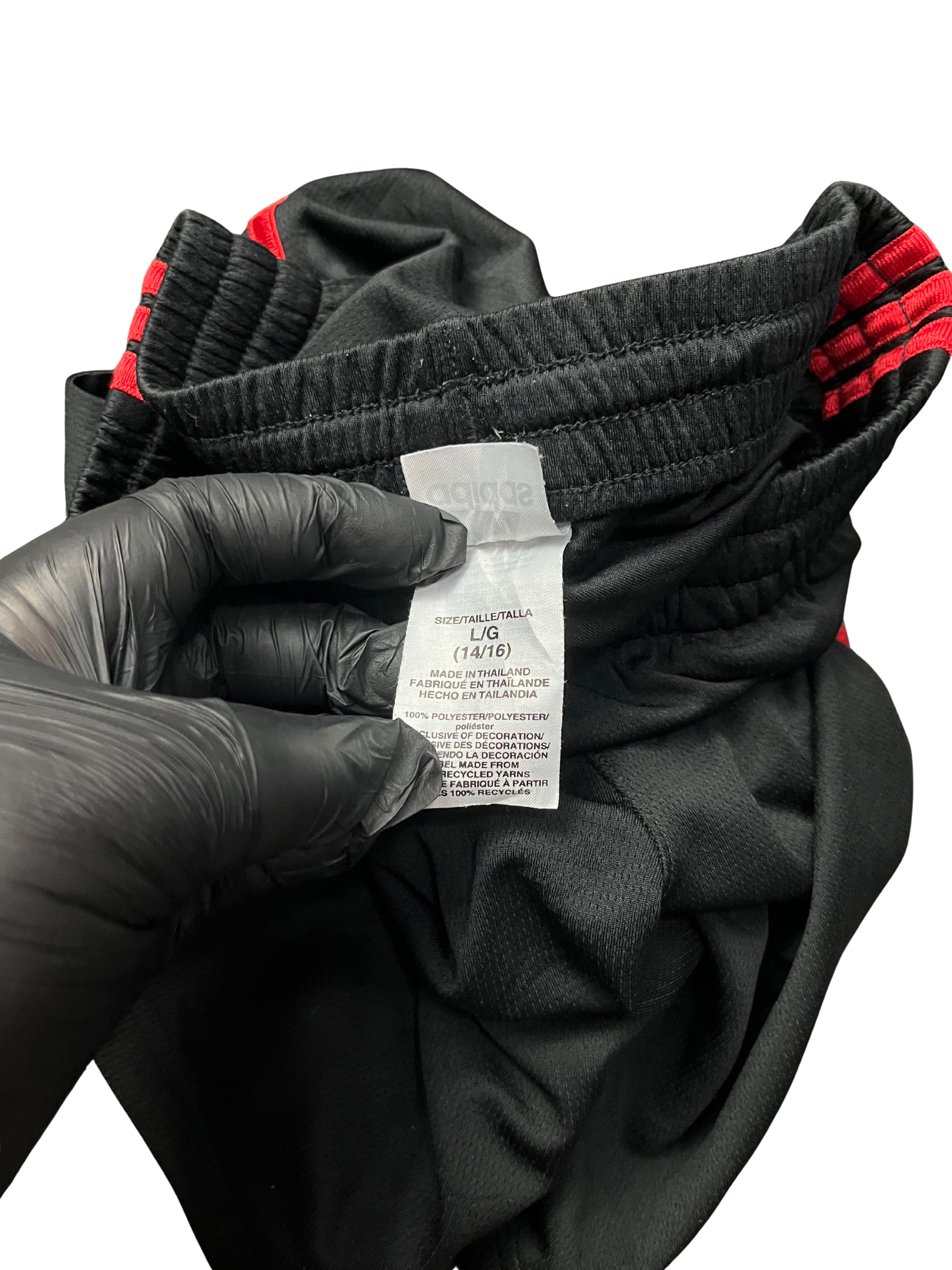 Adidas Athletic Shorts Youth Medium Black and Red Polyester EUC