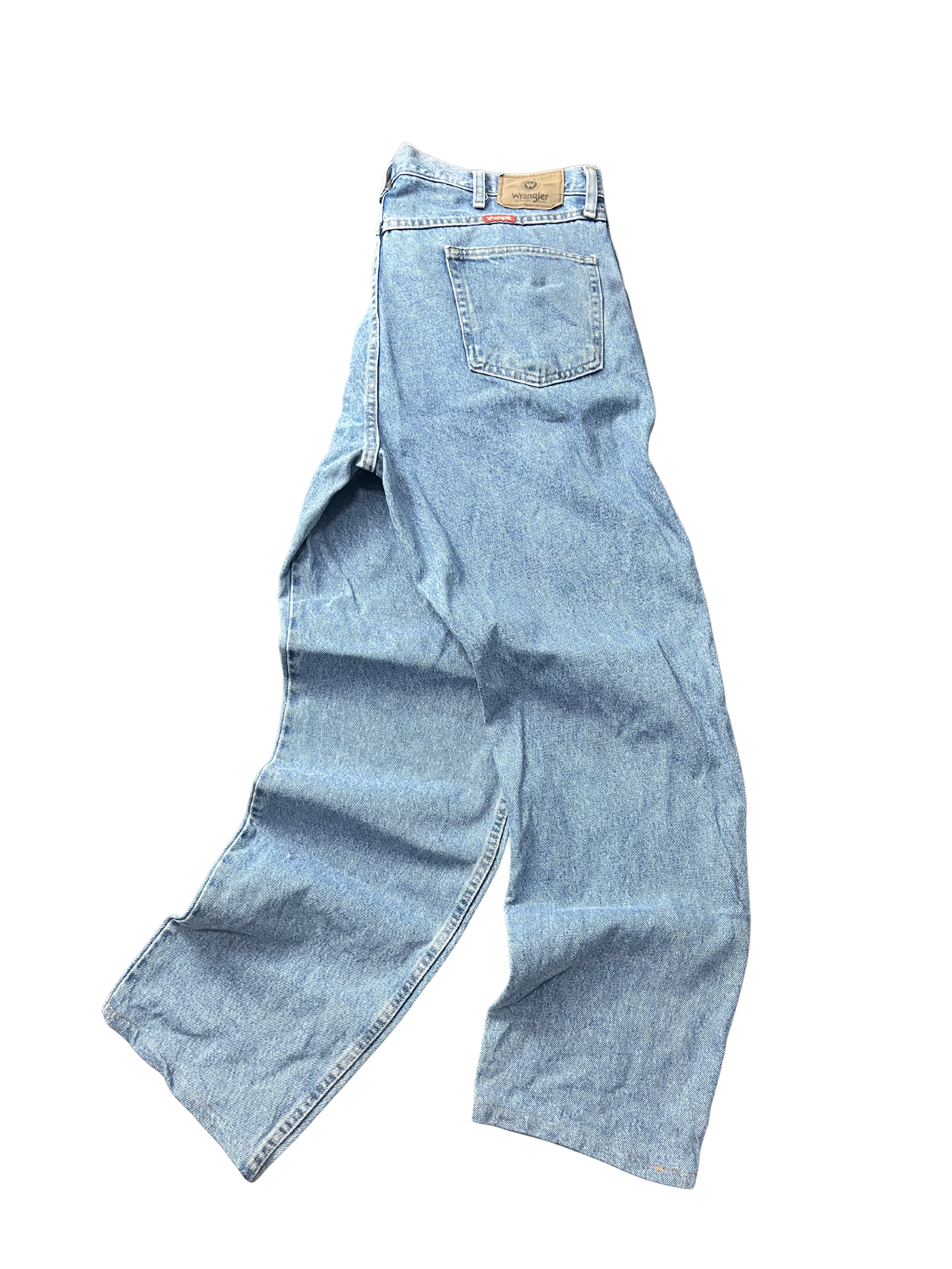 Wrangler jeans with a classic leather patch vintage light blue faded