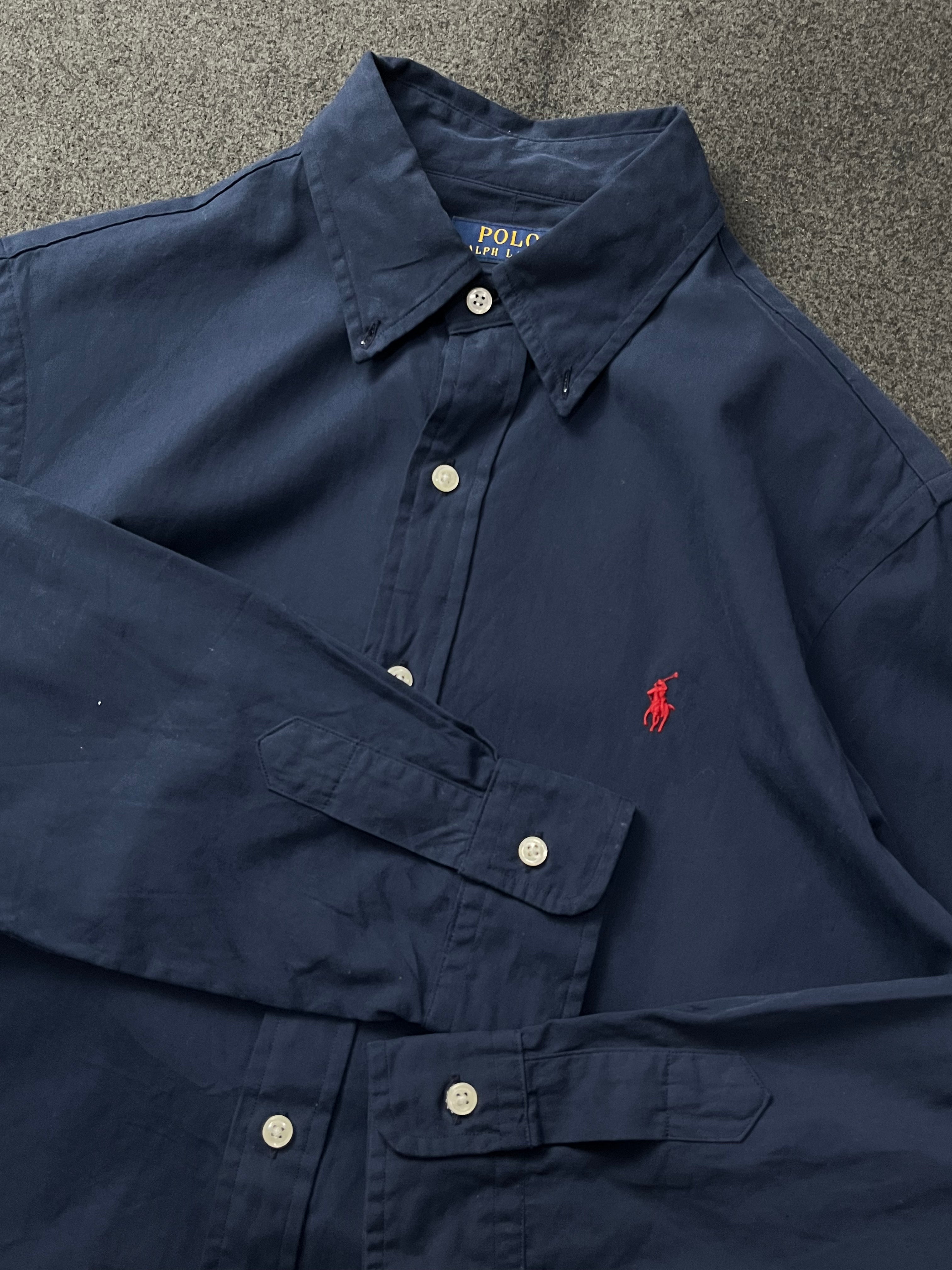Ralph Lauren "Blake" long-sleeve cotton button-down shirt in navy blue