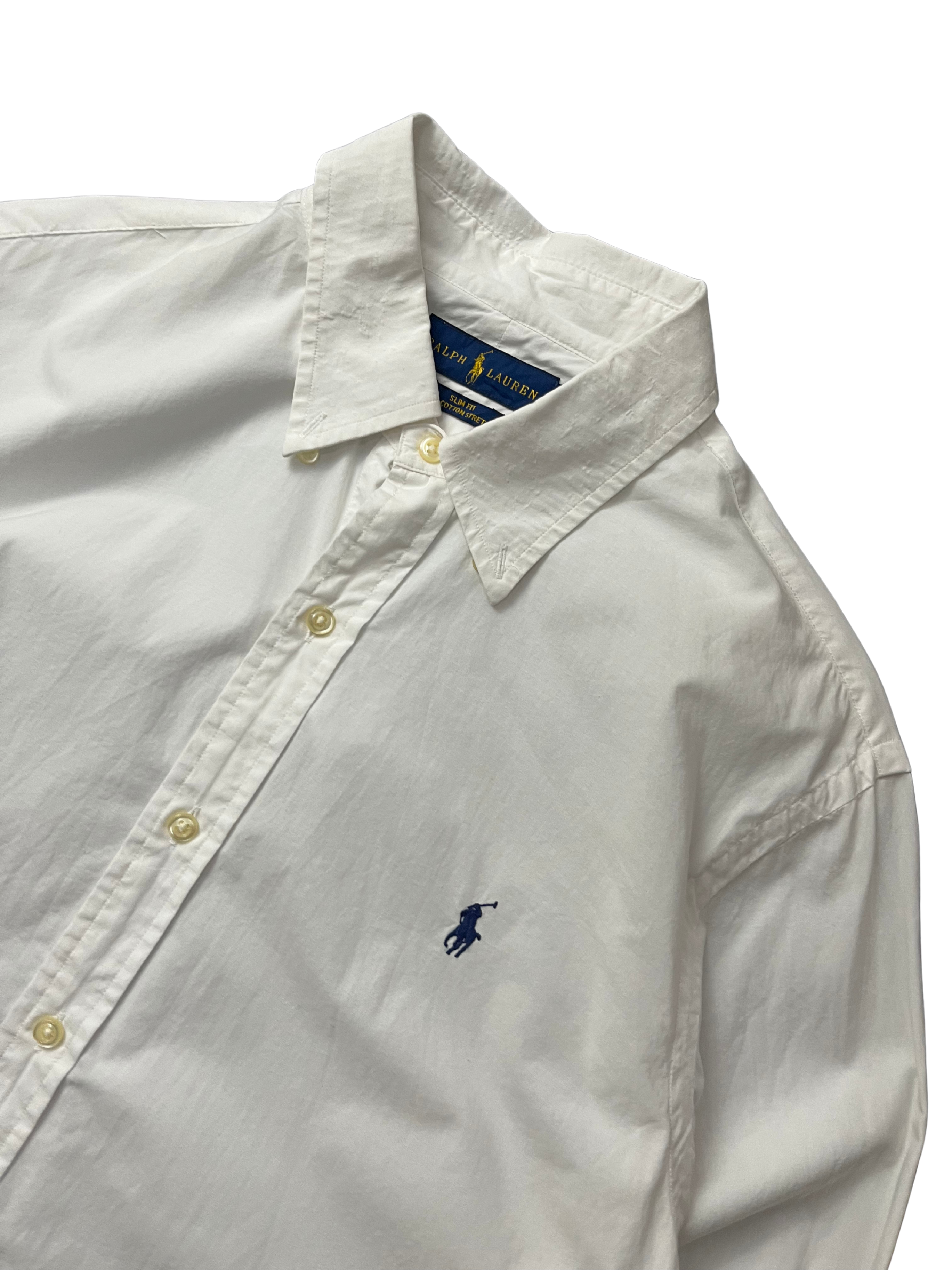 Polo Ralph Lauren long-sleeve cotton Oxford button-down shirt with a blue embroidered Pony logo