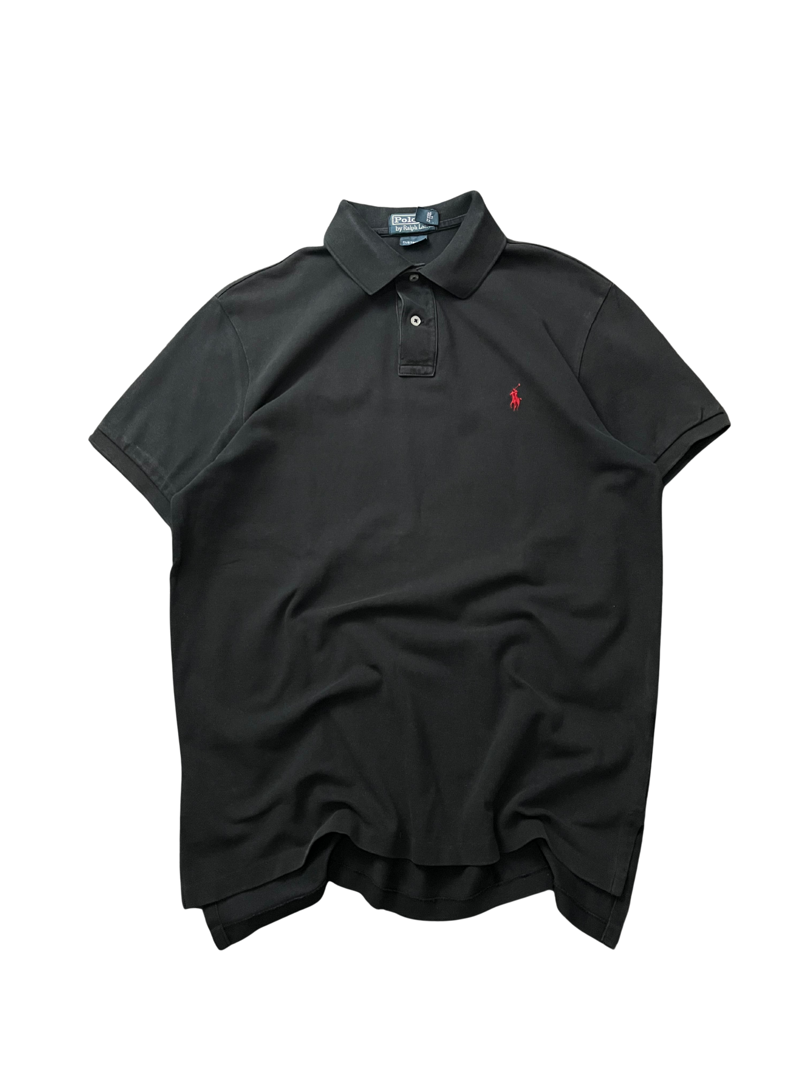 Polo Ralph Lauren black cotton polo shirt with a red embroidered logo
