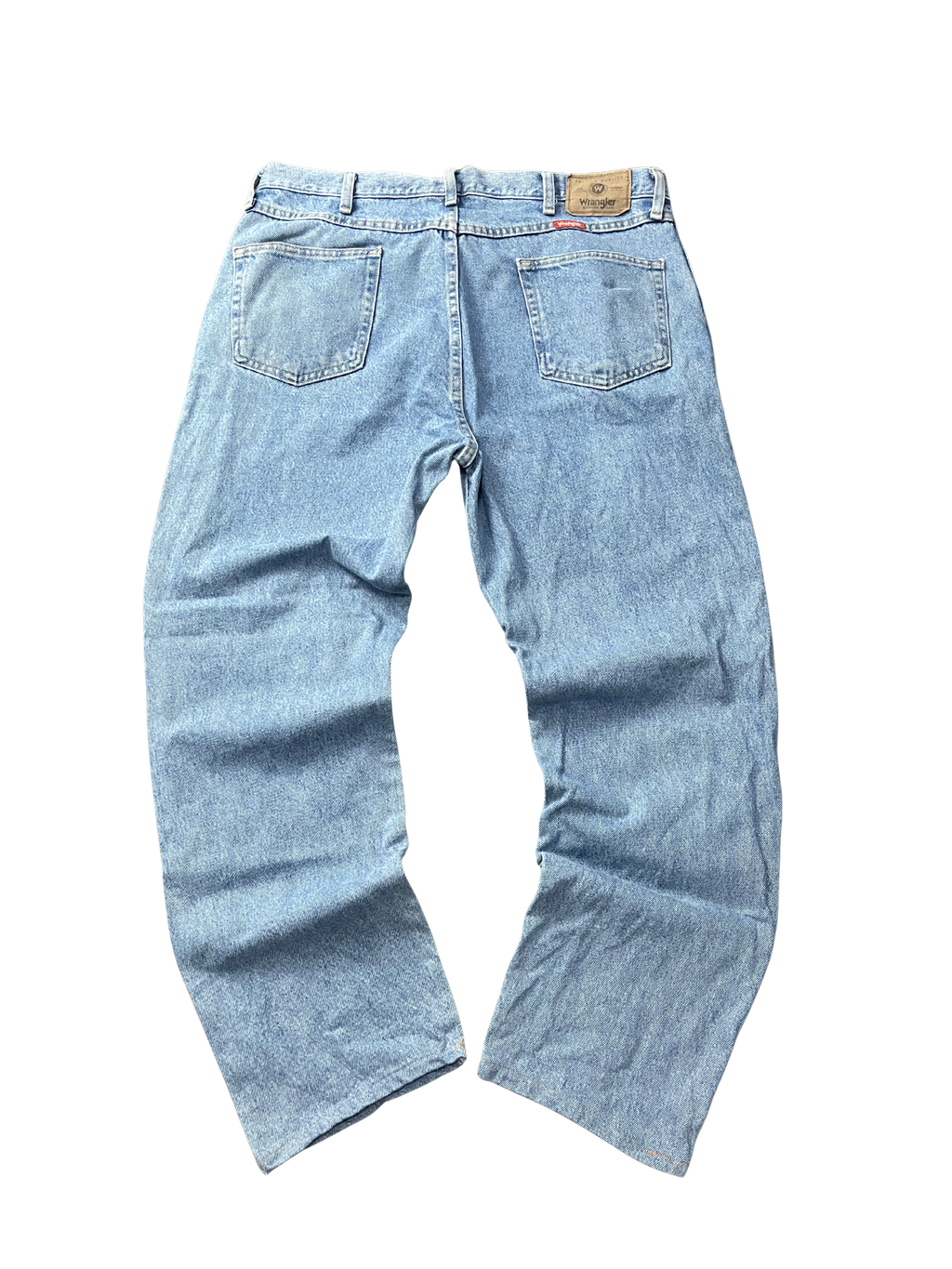 Wrangler jeans with a classic leather patch vintage light blue faded