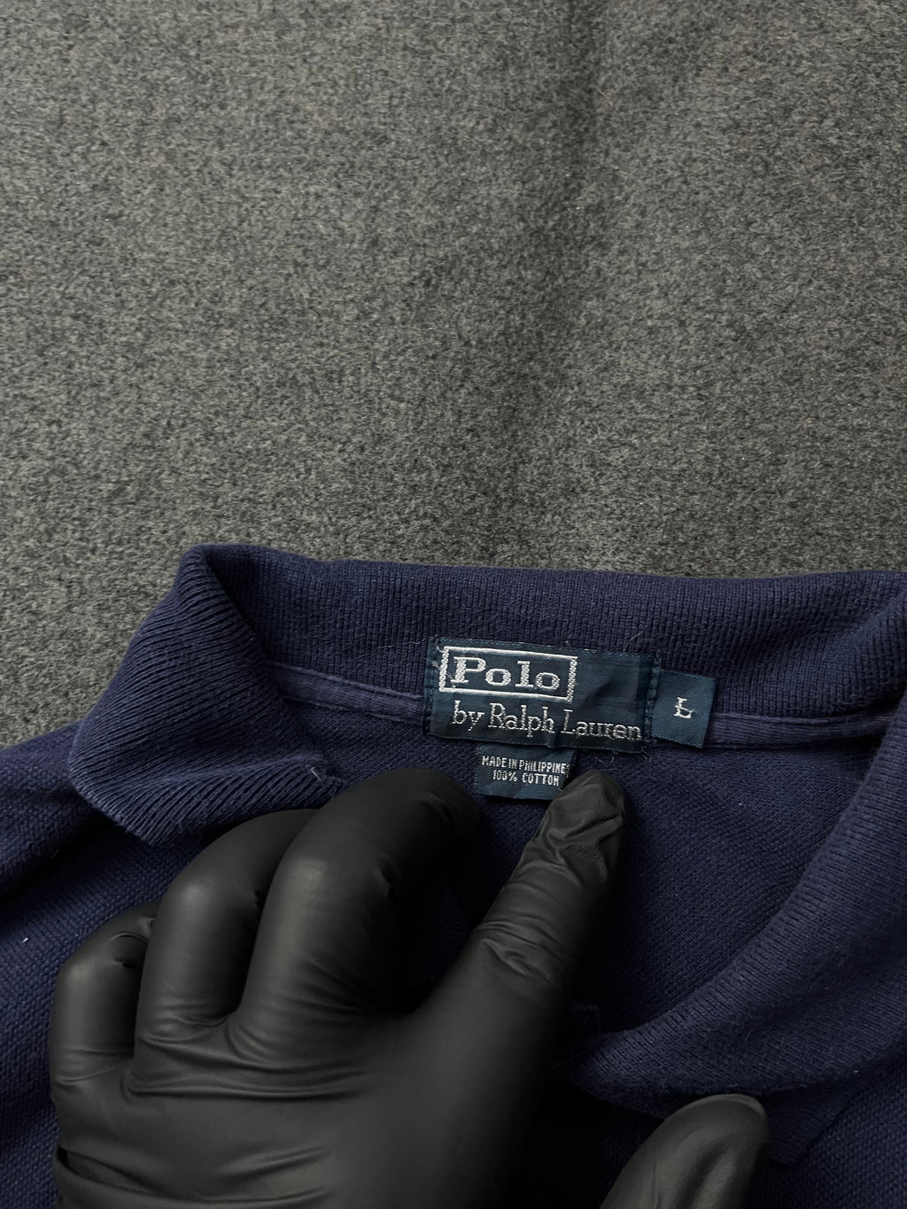 Ralph Lauren Pony Polo Shirt in navy blue cotton mesh with a red embroidered pony