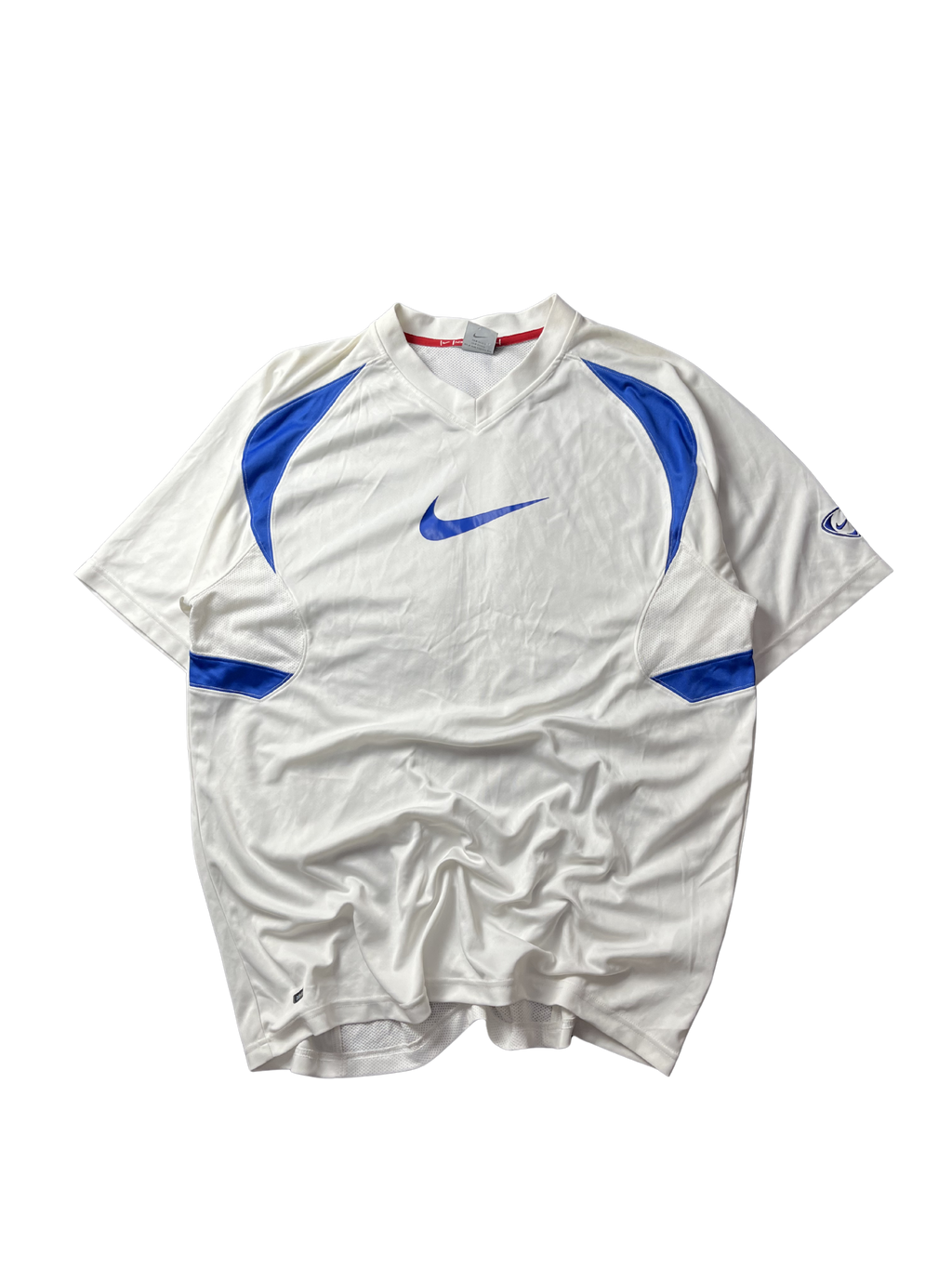 Nike Dri-FIT Game Shirt, White Blue, Big Swoosh