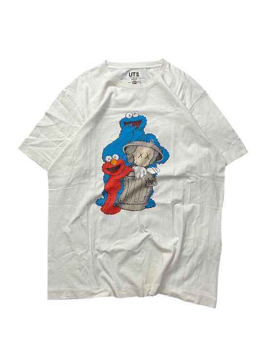 Kaws x Uniqlo x Sesame Street Companion Trash Can Tee White