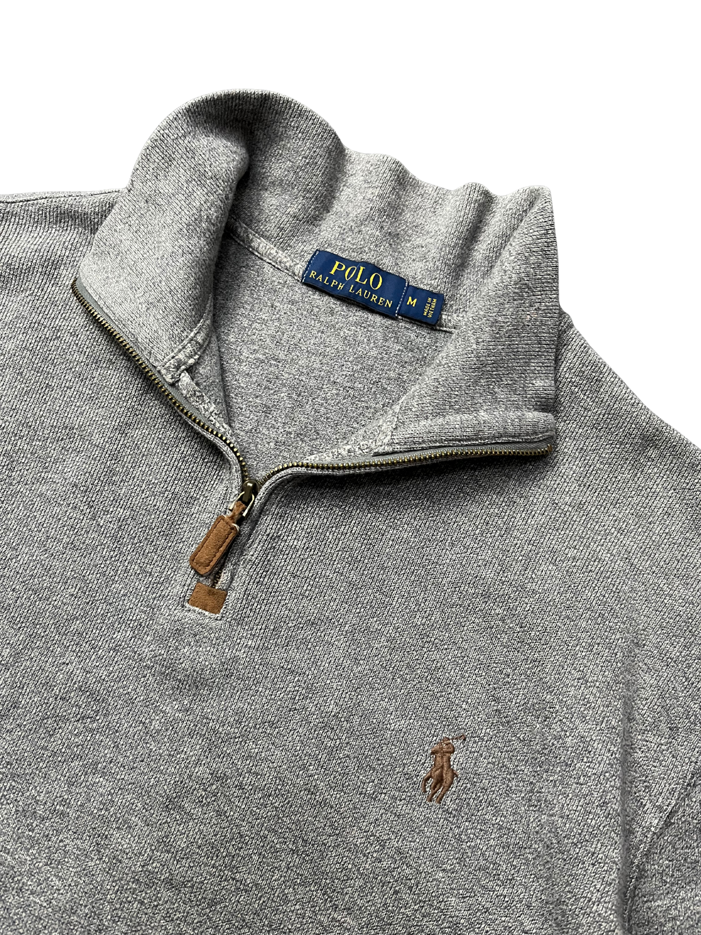 Polo Ralph Lauren New Pony Bokashi Gray Pullover Half Zip-Up Knit Sweatshirt