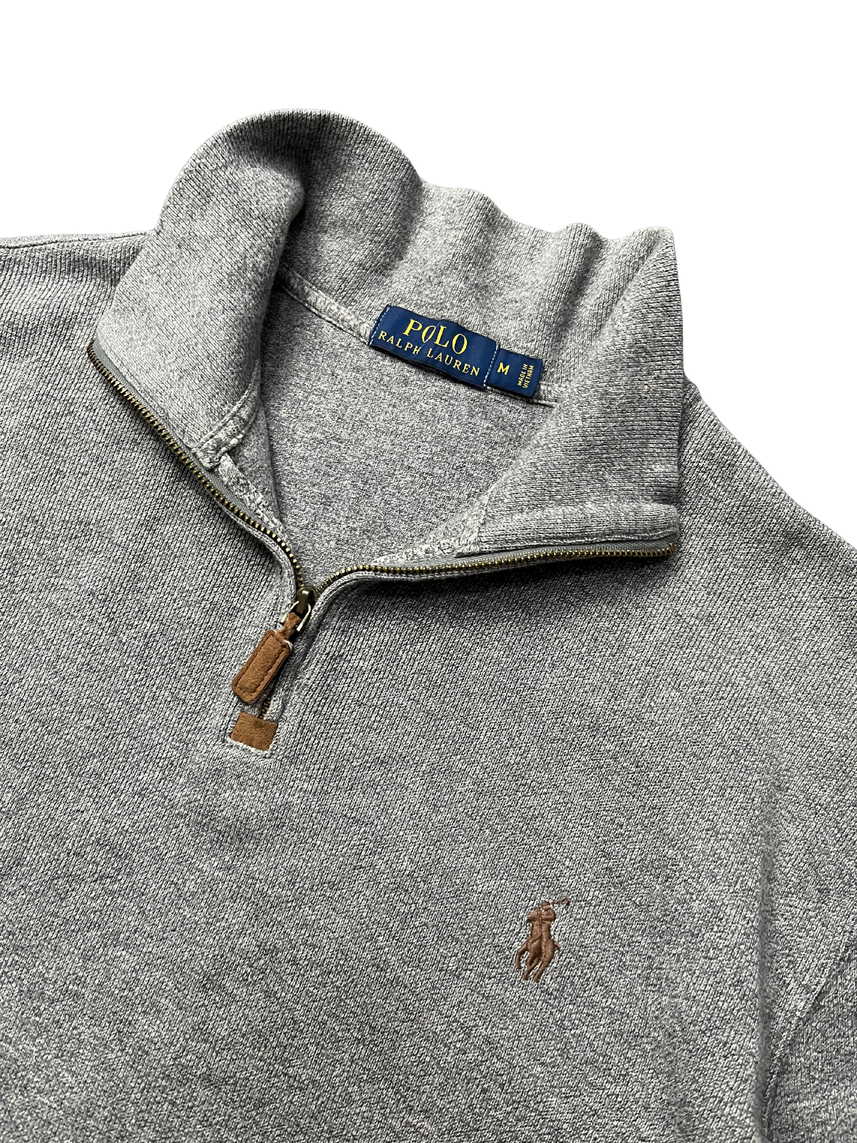 Polo Ralph Lauren New Pony Bokashi Gray Pullover Half Zip-Up Knit Sweatshirt