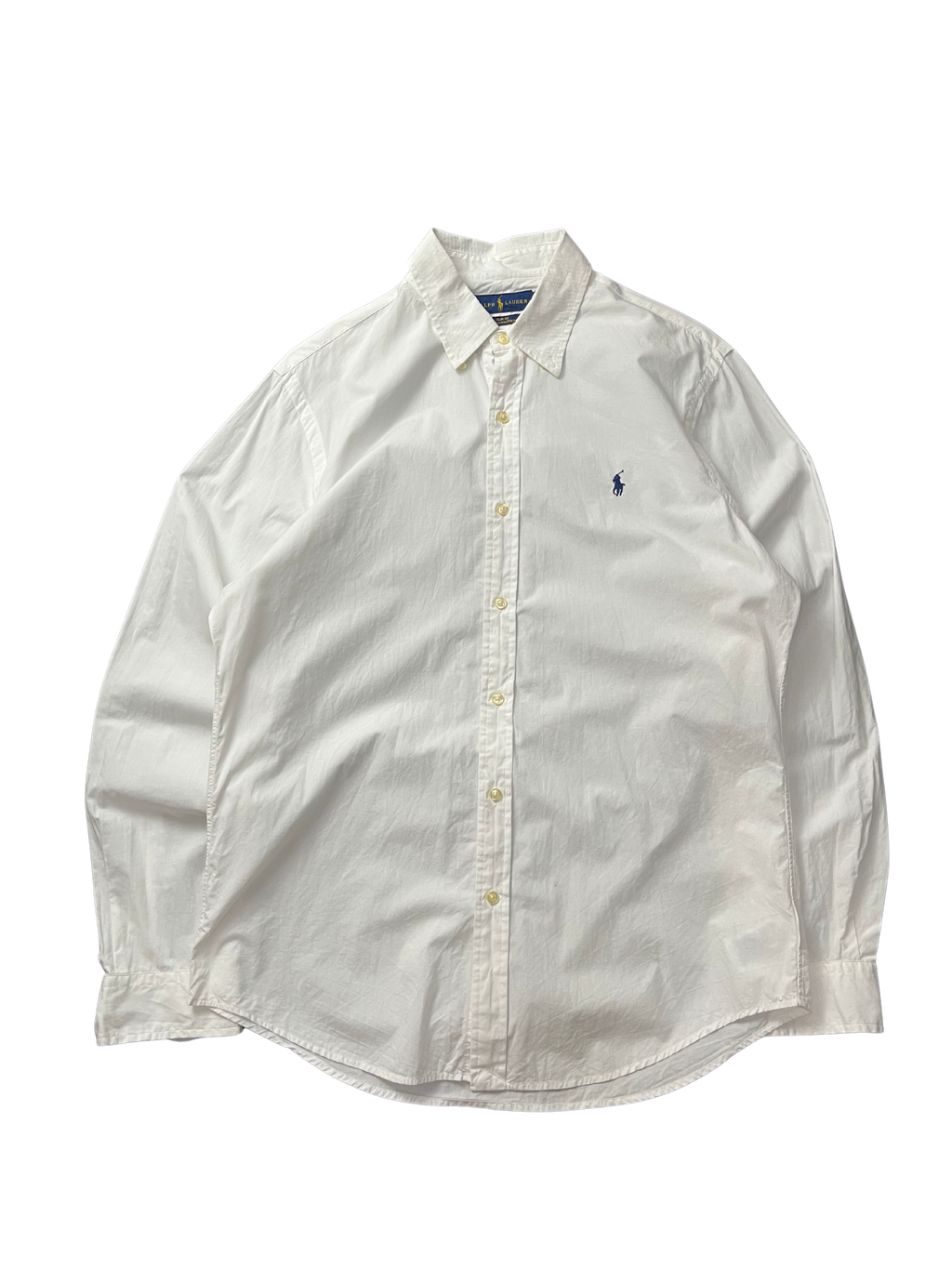 Polo Ralph Lauren long-sleeve cotton Oxford button-down shirt with a blue embroidered Pony logo