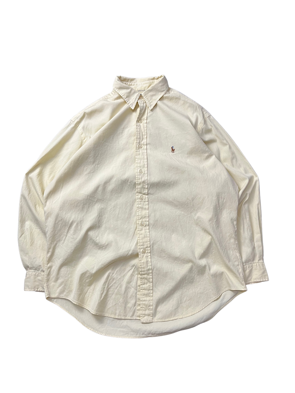 Ralph Lauren Dress Shirt Men Yellow Oxford Flesh Pony Button Down