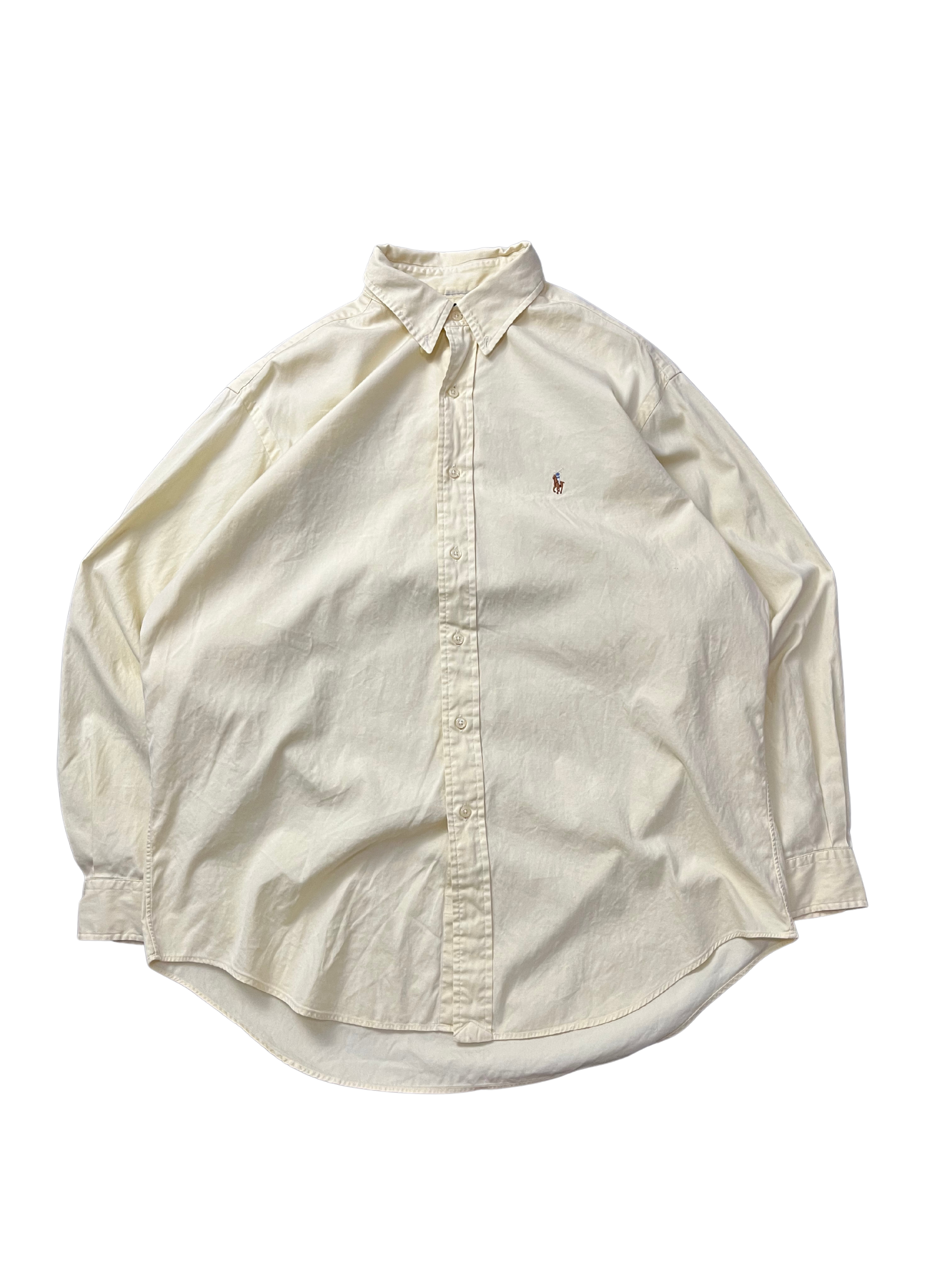 Ralph Lauren Dress Shirt Men Yellow Oxford Flesh Pony Button Down